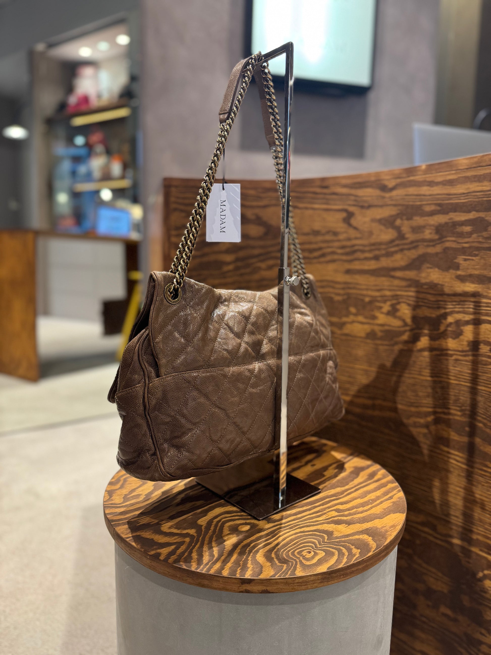 Chanel Brown Caviar Leather Large Shiva Flap Bag