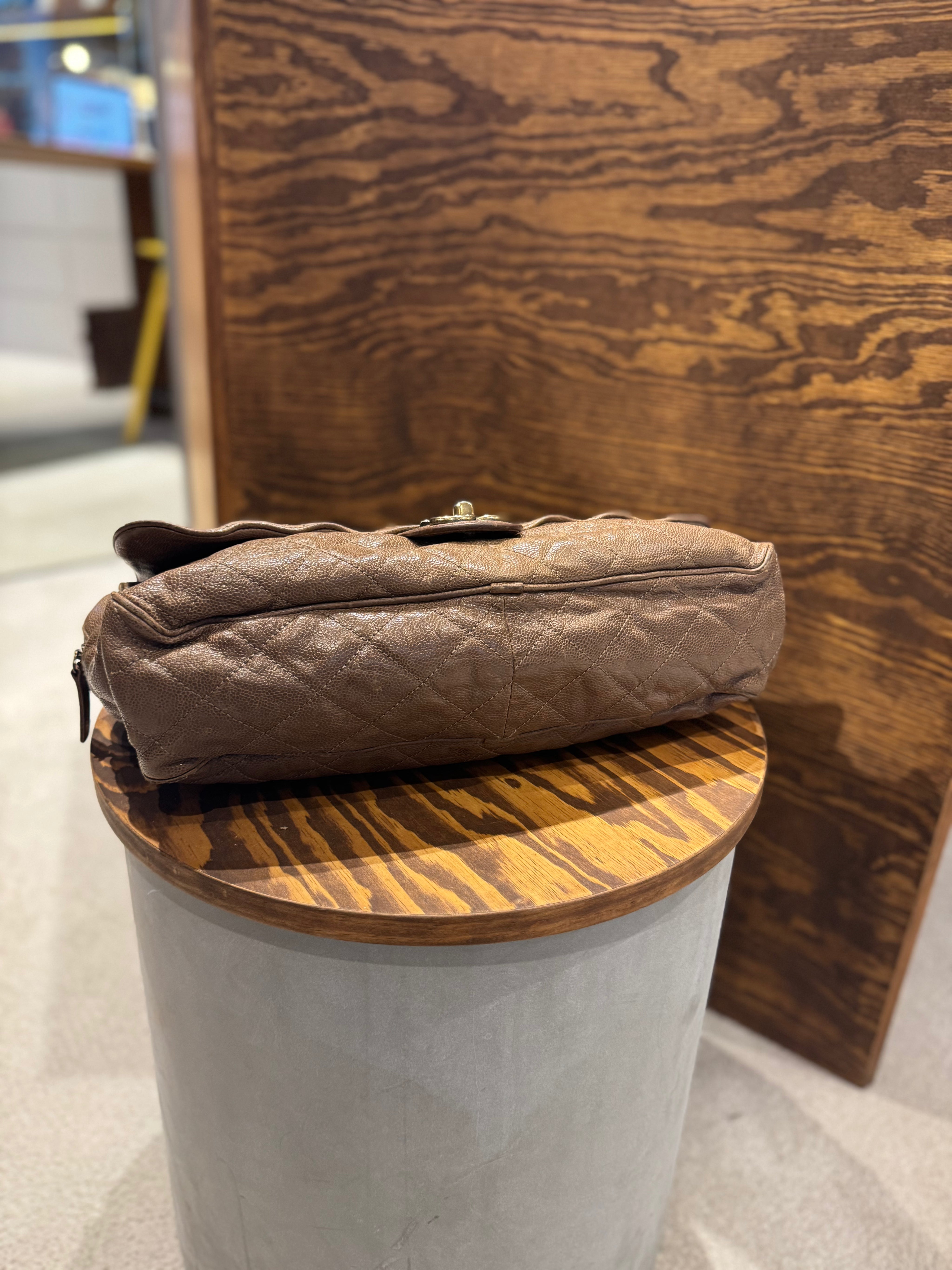 Chanel Brown Caviar Leather Large Shiva Flap Bag