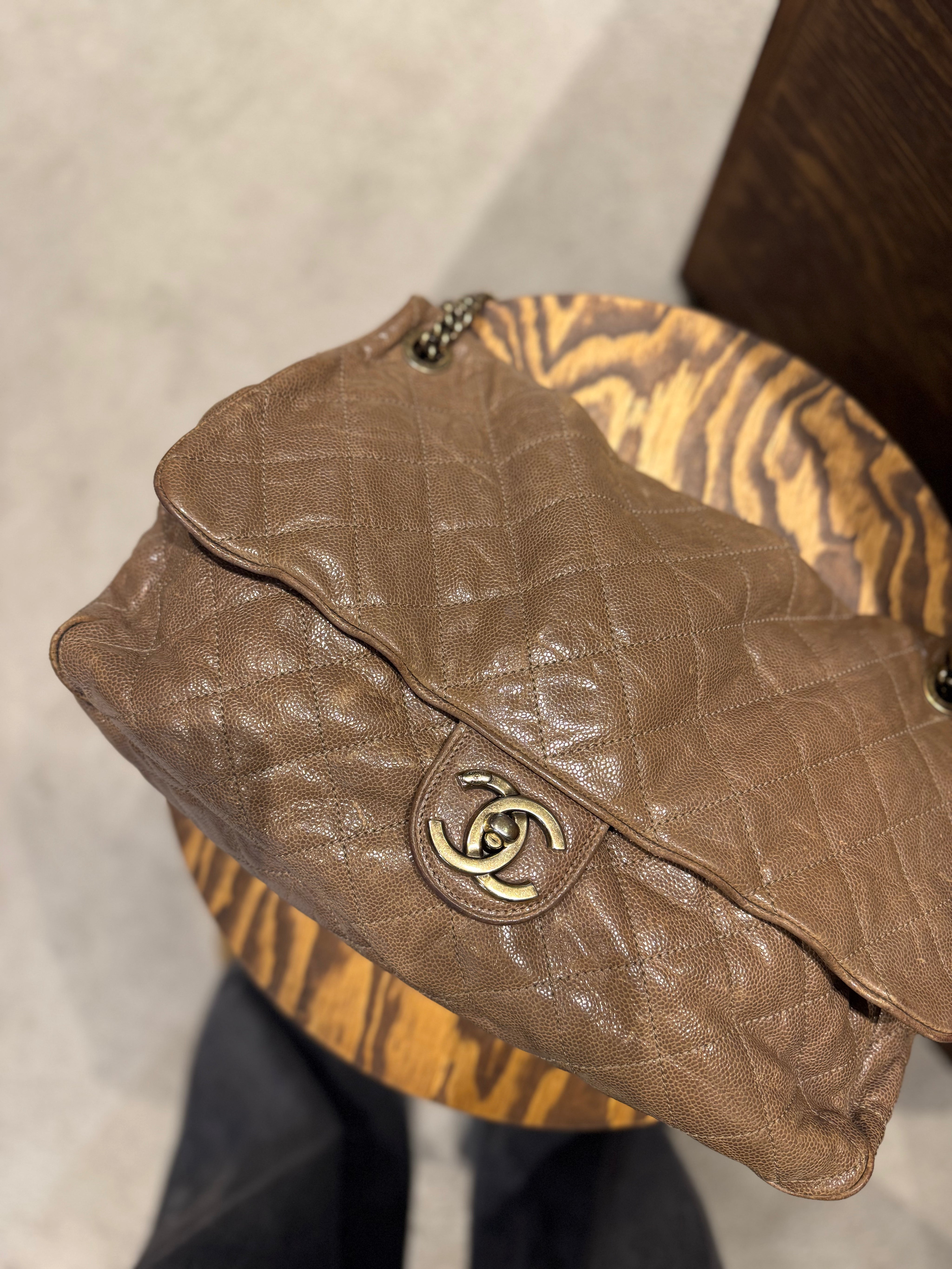Chanel Brown Caviar Leather Large Shiva Flap Bag