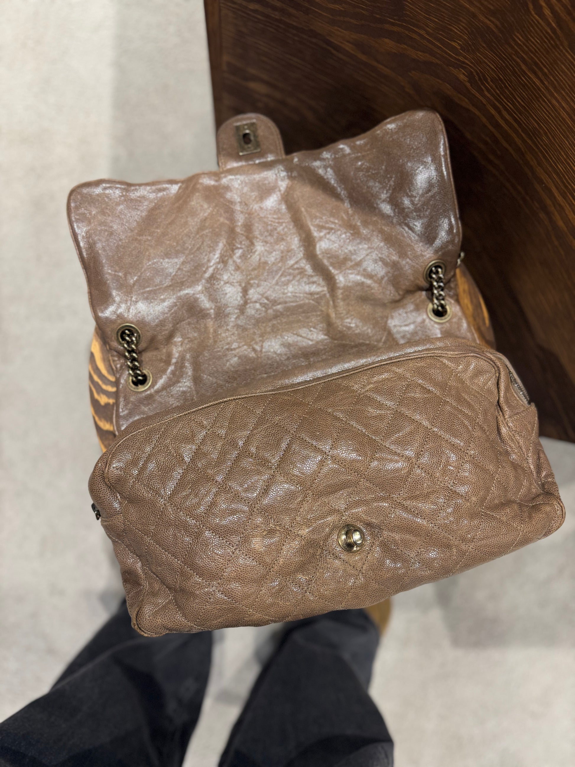 Chanel Brown Caviar Leather Large Shiva Flap Bag