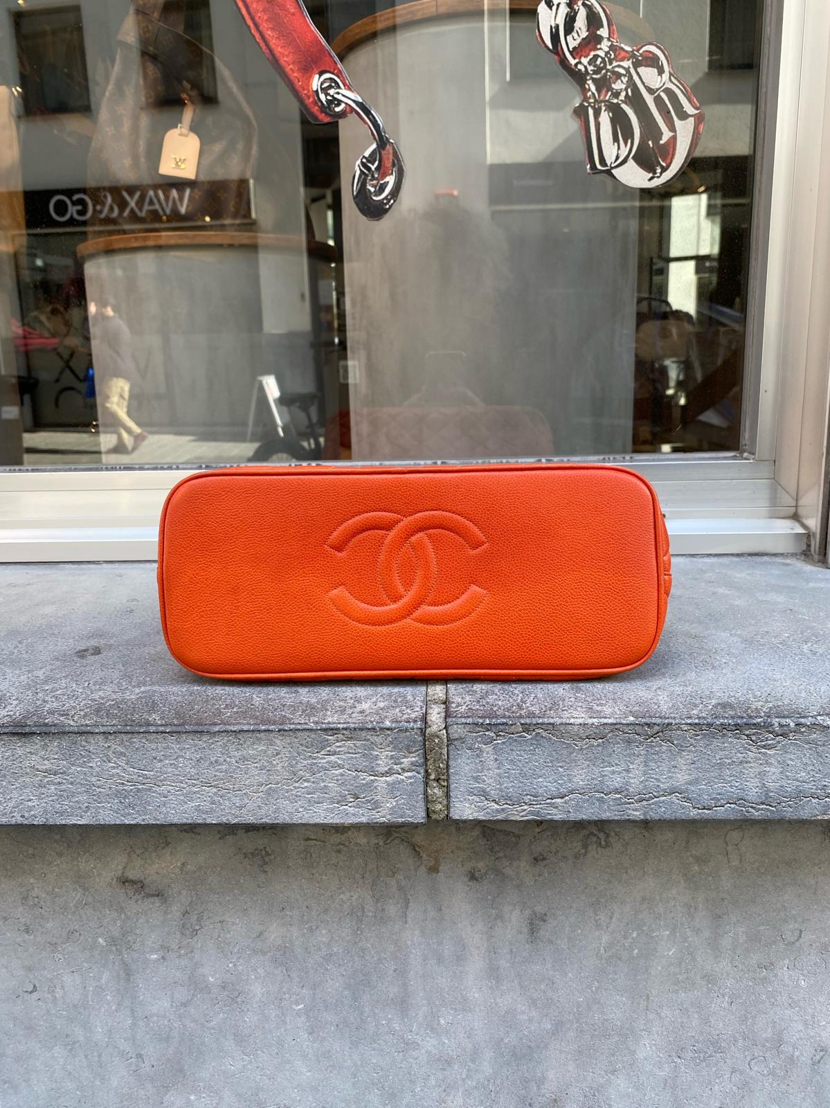 Chanel Orange Matelassé Caviar Chain Shoulder Bag 1996–1997