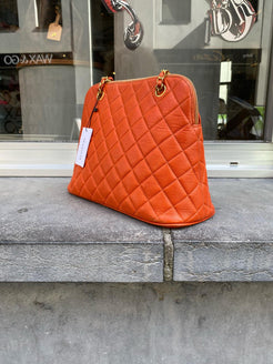Chanel Orange Matelassé Caviar Chain Shoulder Bag 1996–1997