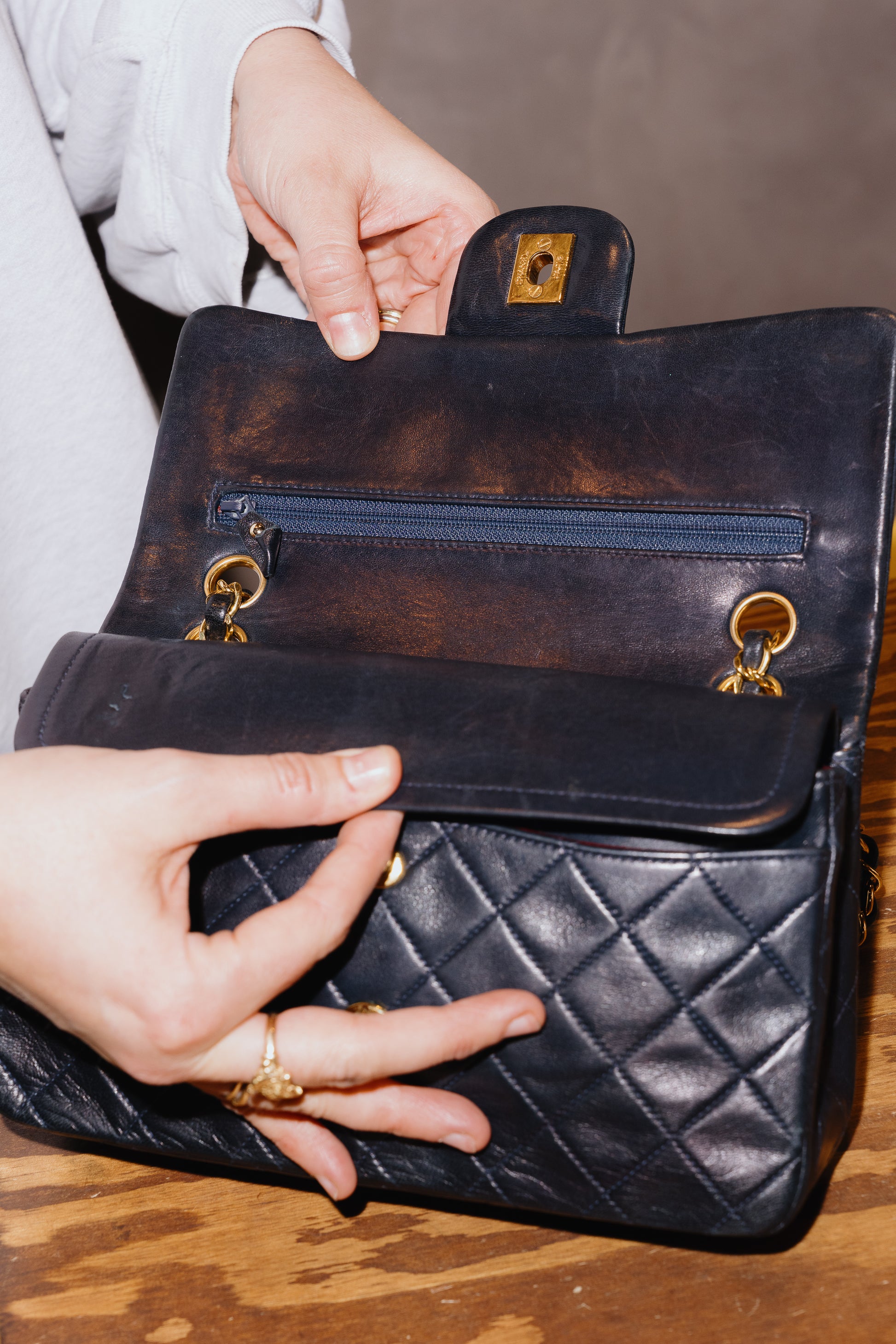 Chanel Vintage Blue Lambskin Small Classic Flap Bag 1991–1994