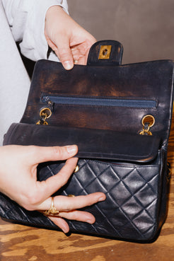 Chanel Vintage Blue Lambskin Small Classic Flap Bag 1991–1994