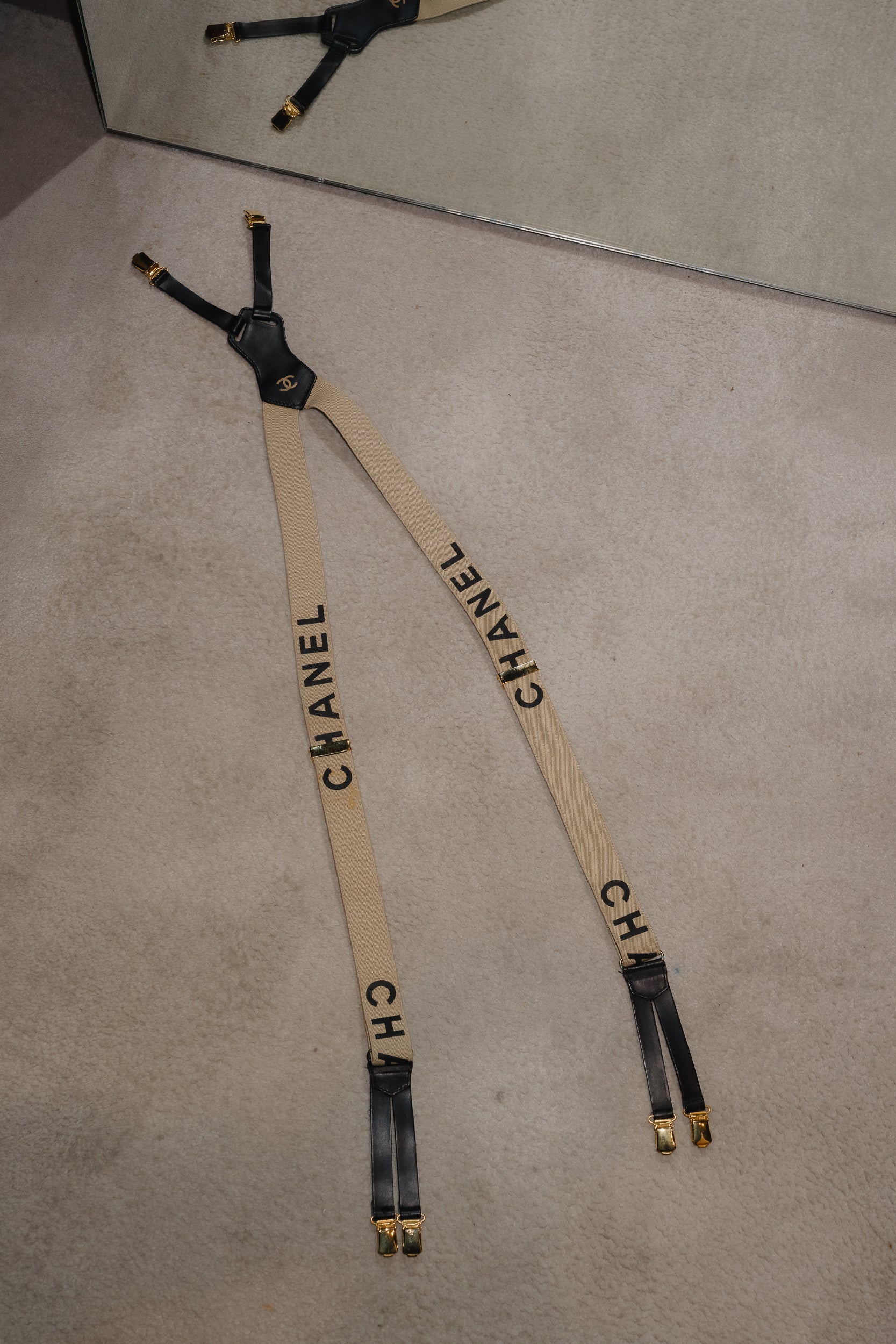 Chanel Vintage Logo Suspenders