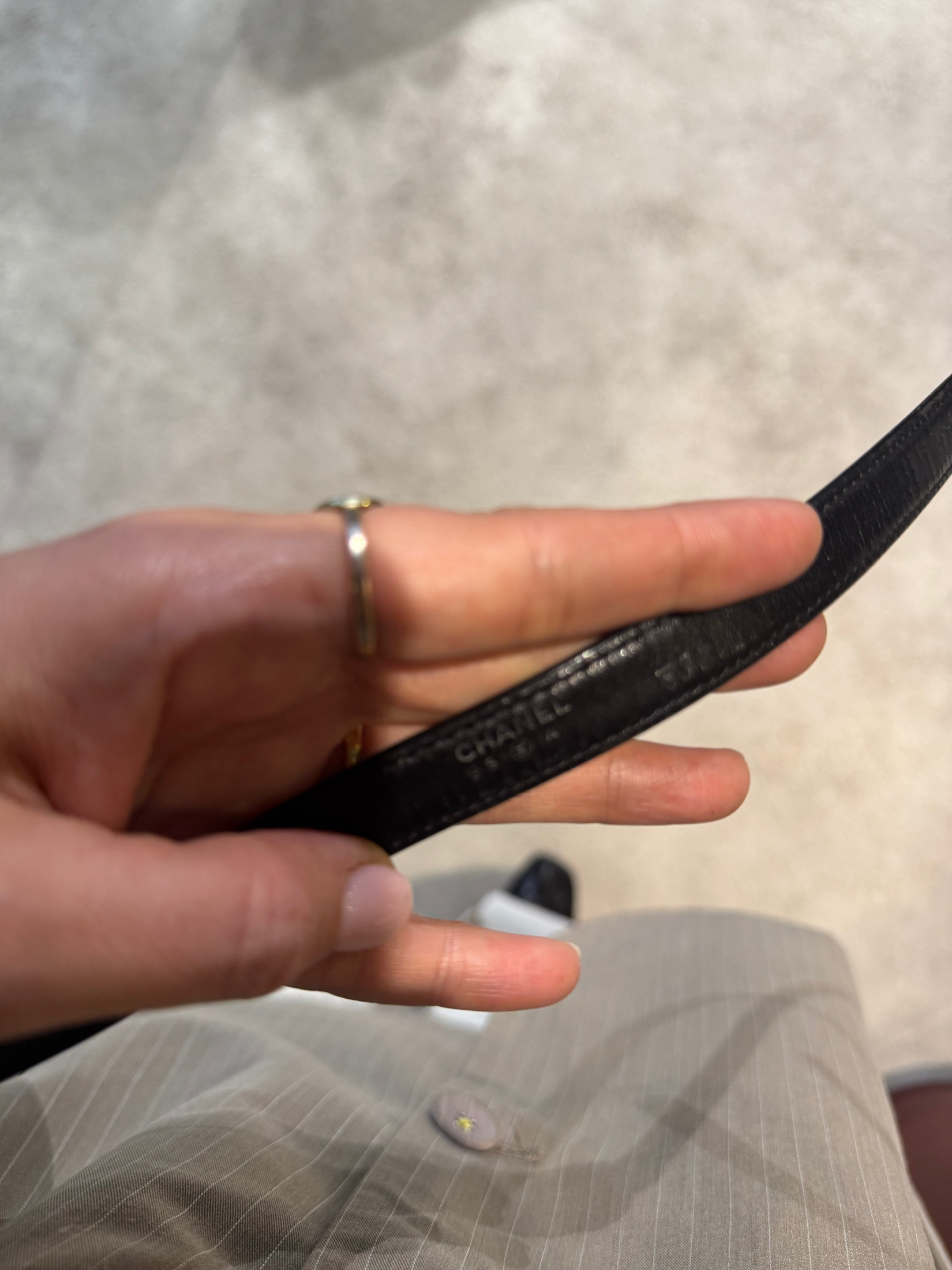 Chanel Vintage black patent leather belt