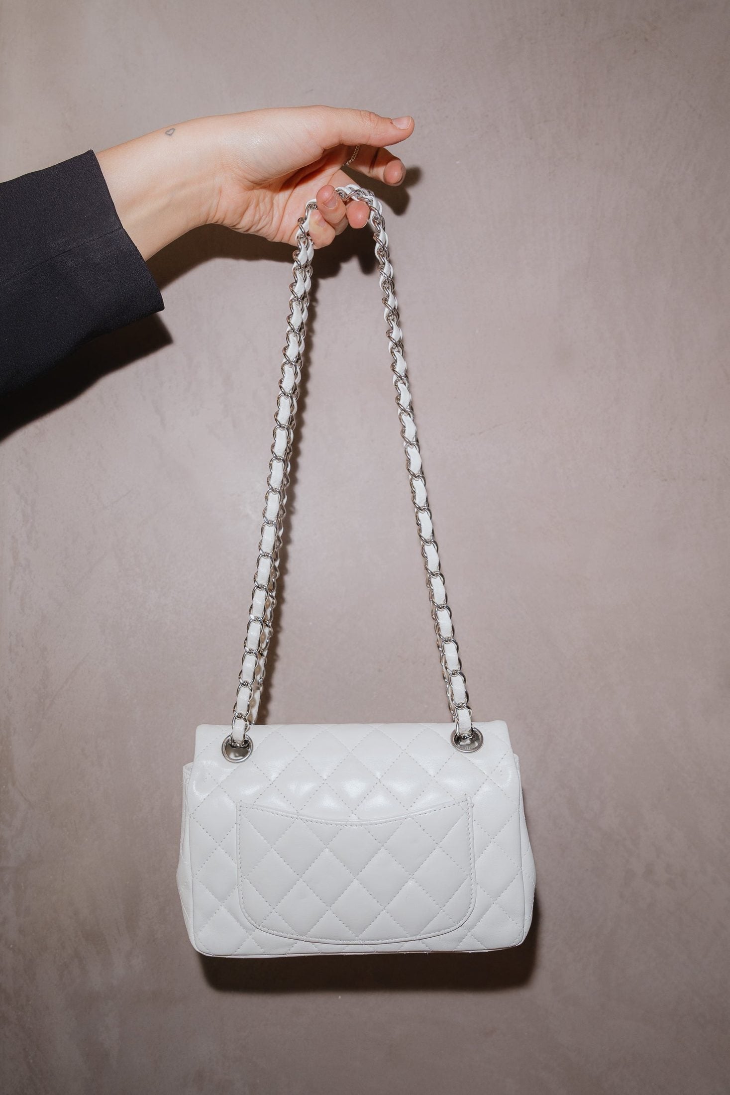 Chanel White Lambskin Classic Mini Flap Bag