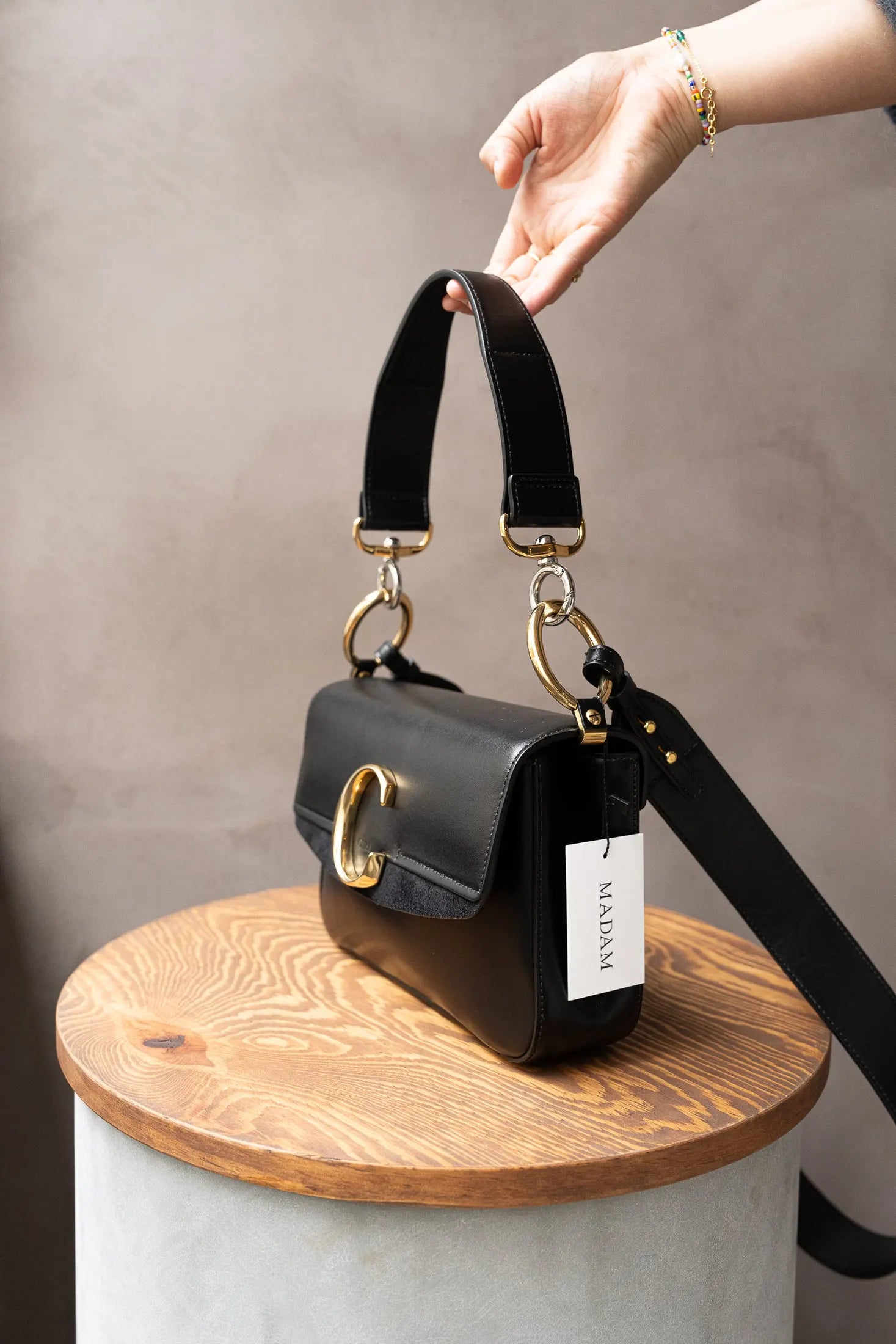 Chloe Small C Bag in Black