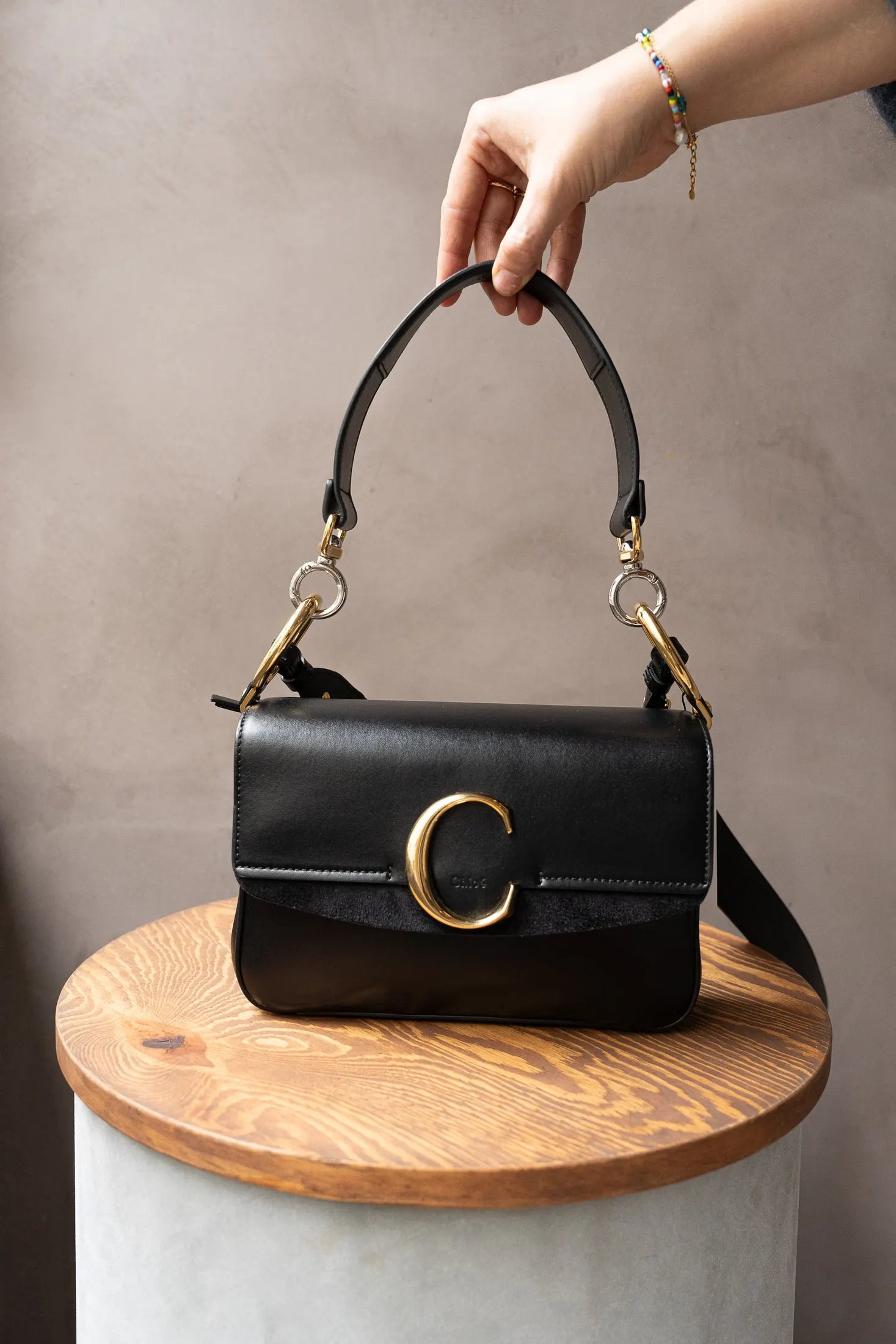 Chloe Small C Bag in Black