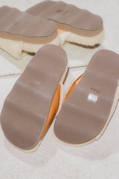 Chloé Wavy Slides Shearling Leather Flat Sandals