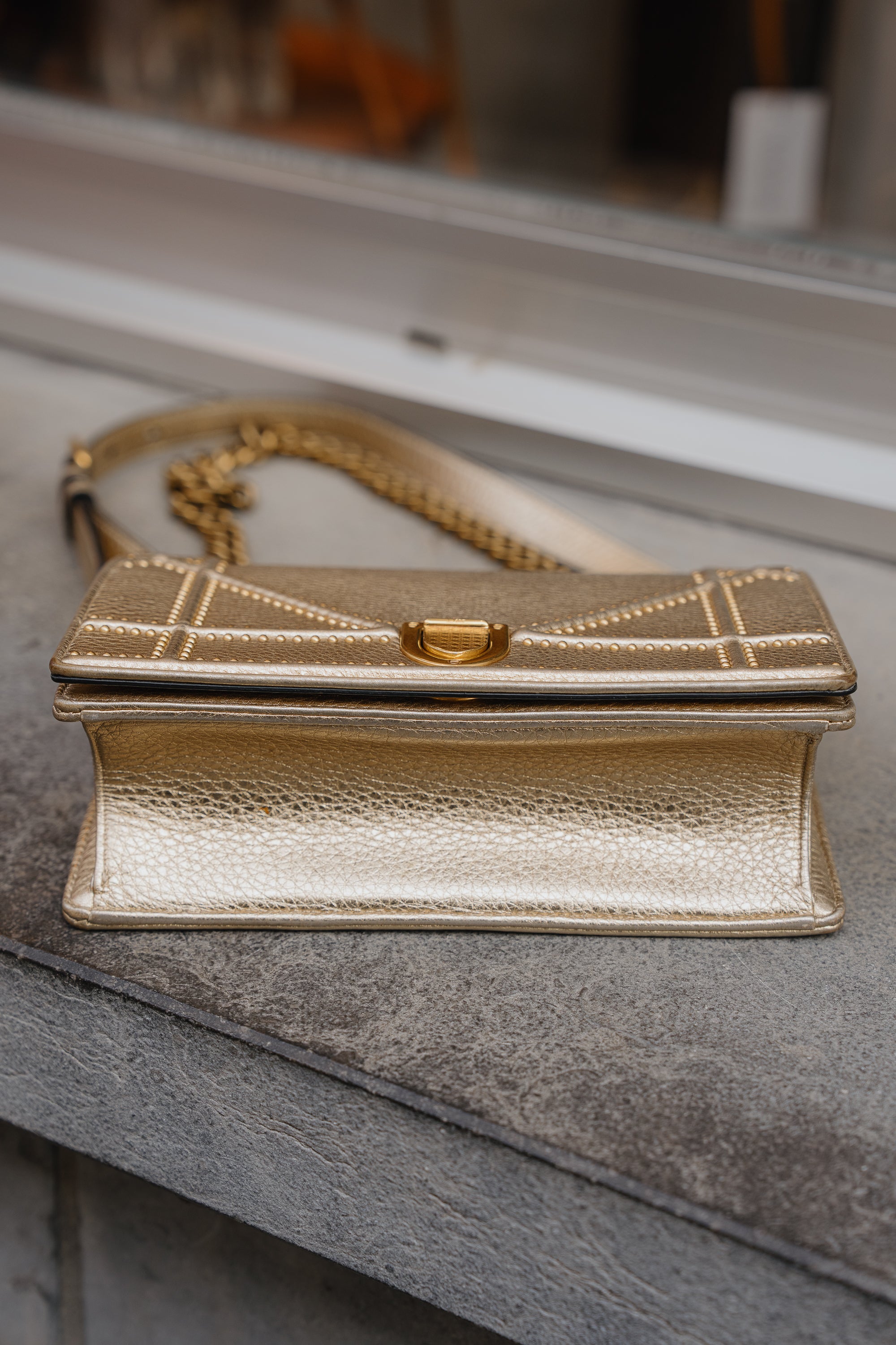 Christian Dior Gold Cannage Diorama Crossbody Bag