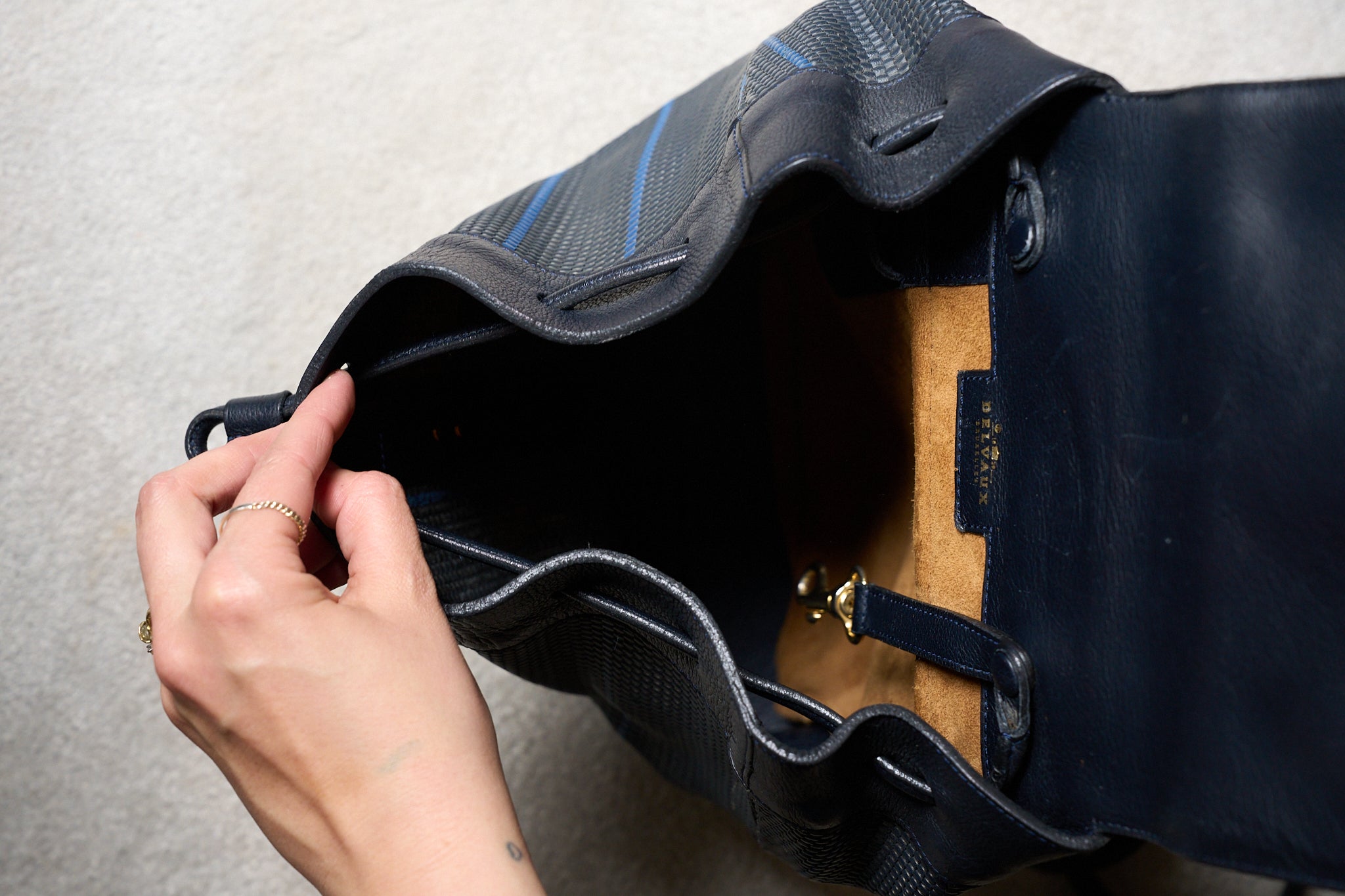 Delvaux Backpack Le Soleil Toile de cuir – Navy & Cobalt