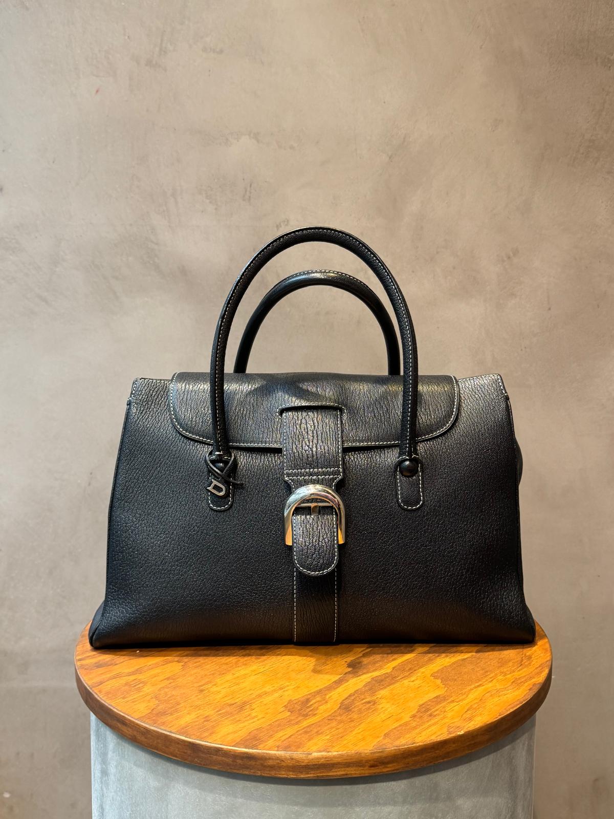Delvaux Black Brillant Cabriolet Goatskin Handbag