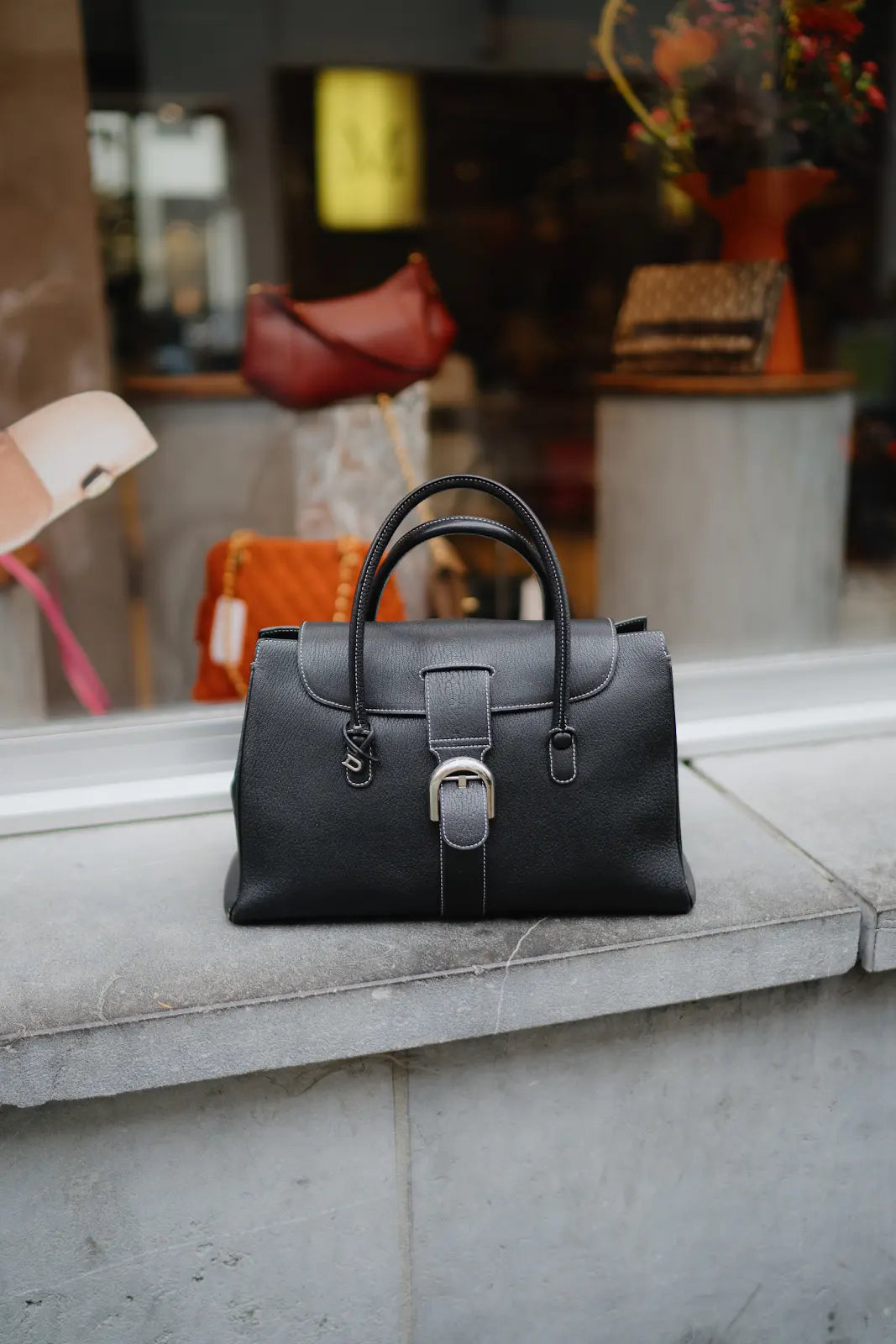 Delvaux Black Brillant Cabriolet Goatskin Handbag