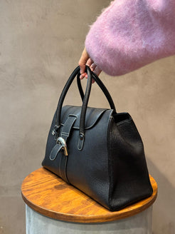Delvaux Black Brillant Cabriolet Goatskin Handbag