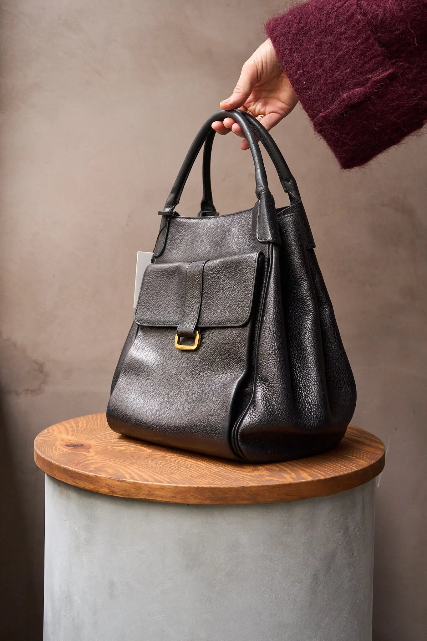 Delvaux Black Leather Equivoque Bag