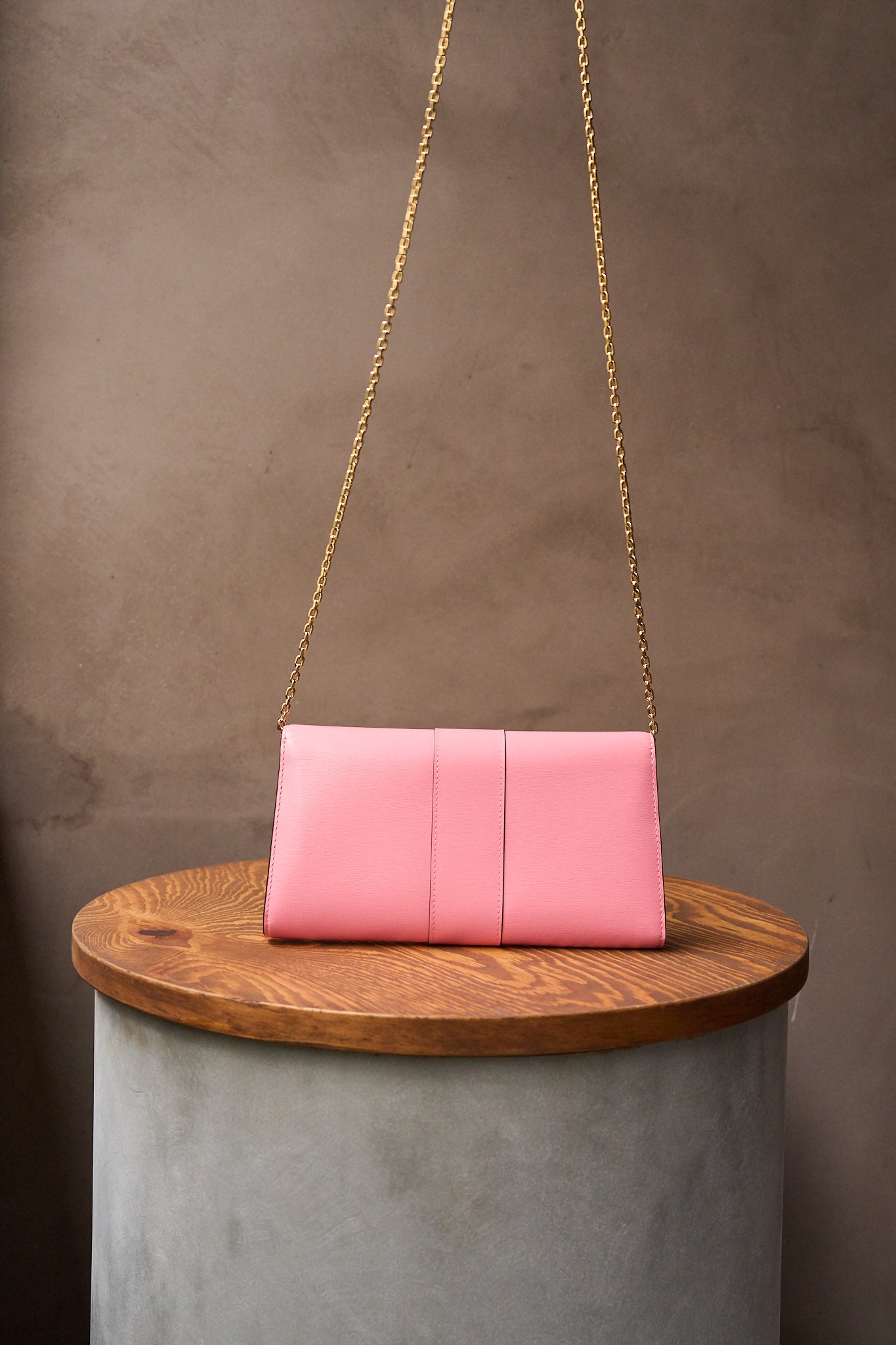 Delvaux Brillant Pink Long Wallet On Chain