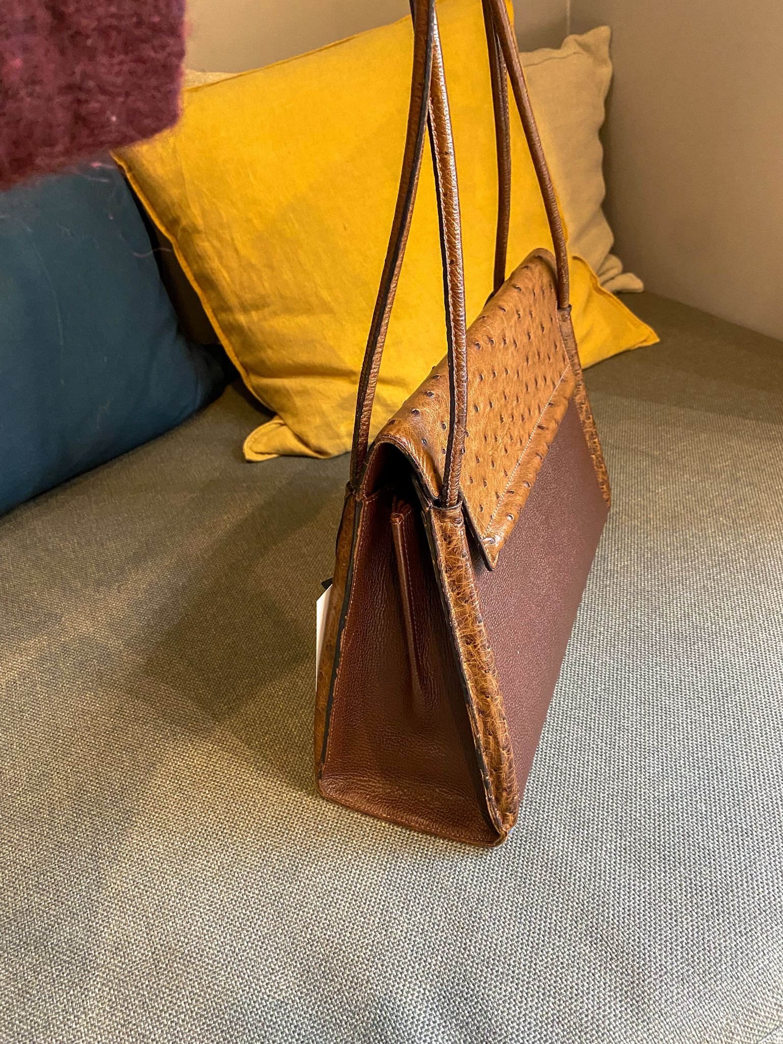 Delvaux Brown Ostrich Arpege Bag