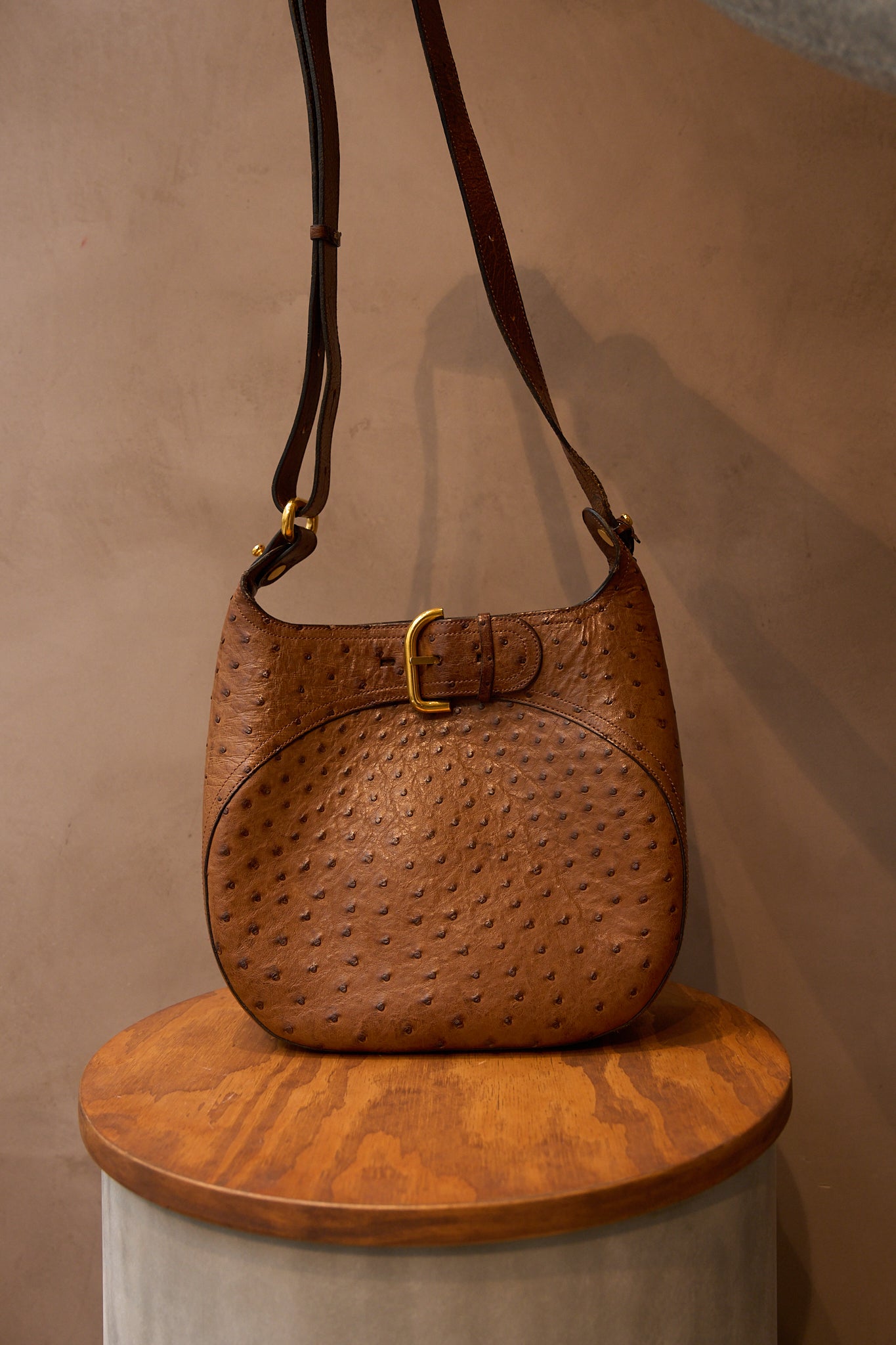 Delvaux Brown Ostrich Souverain Bag
