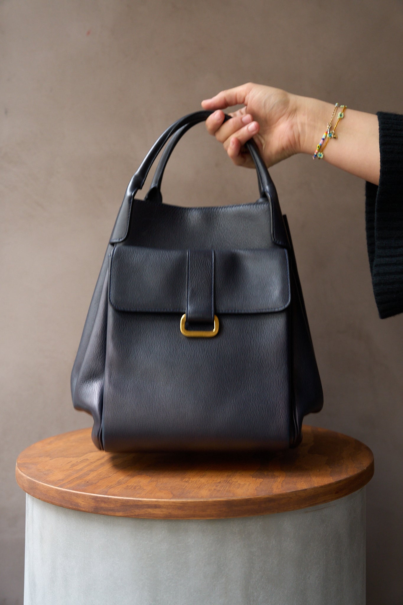 Delvaux Dark Blue Equivoque Shoulder Bag