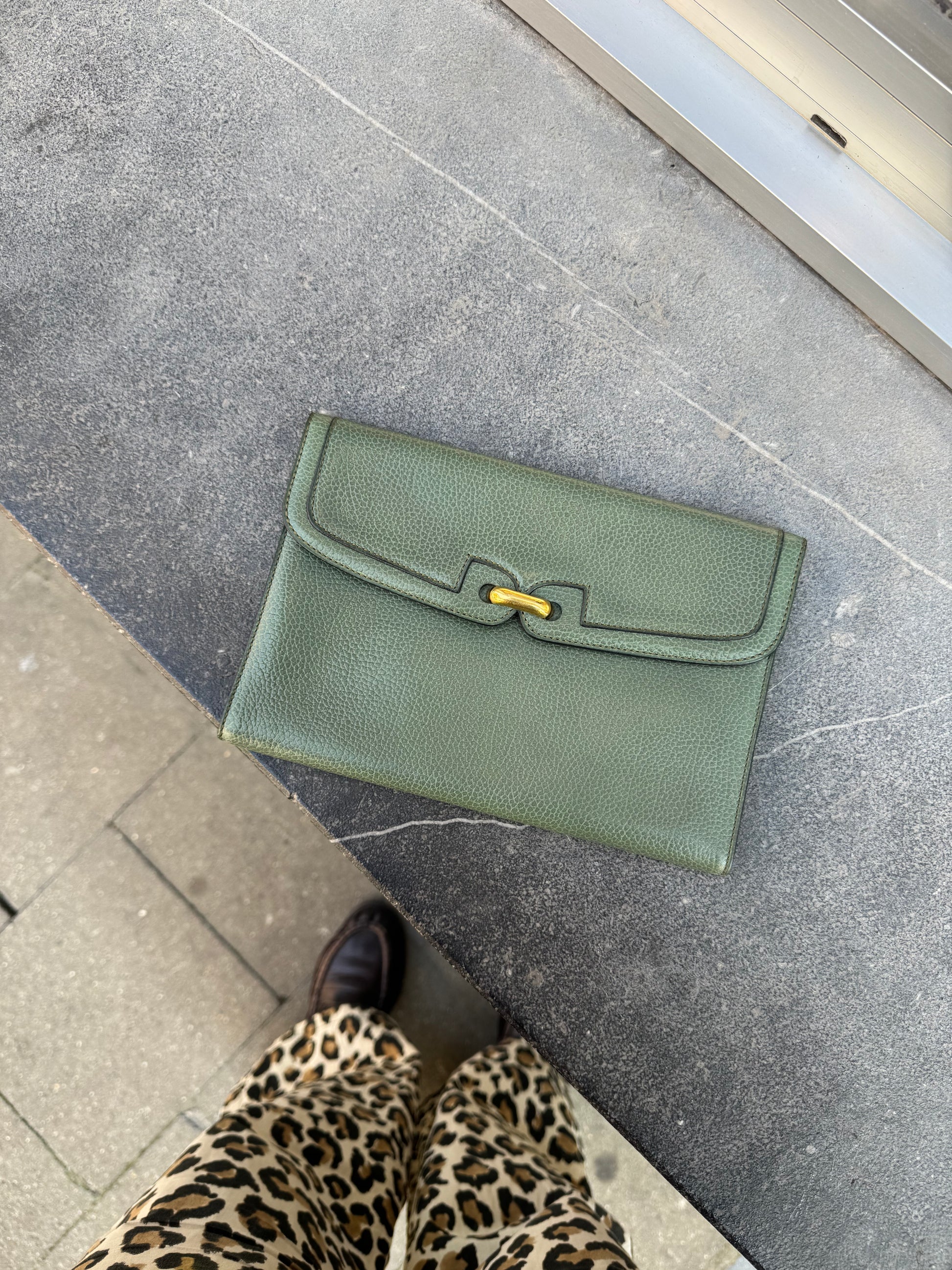 Delvaux Green Clutch