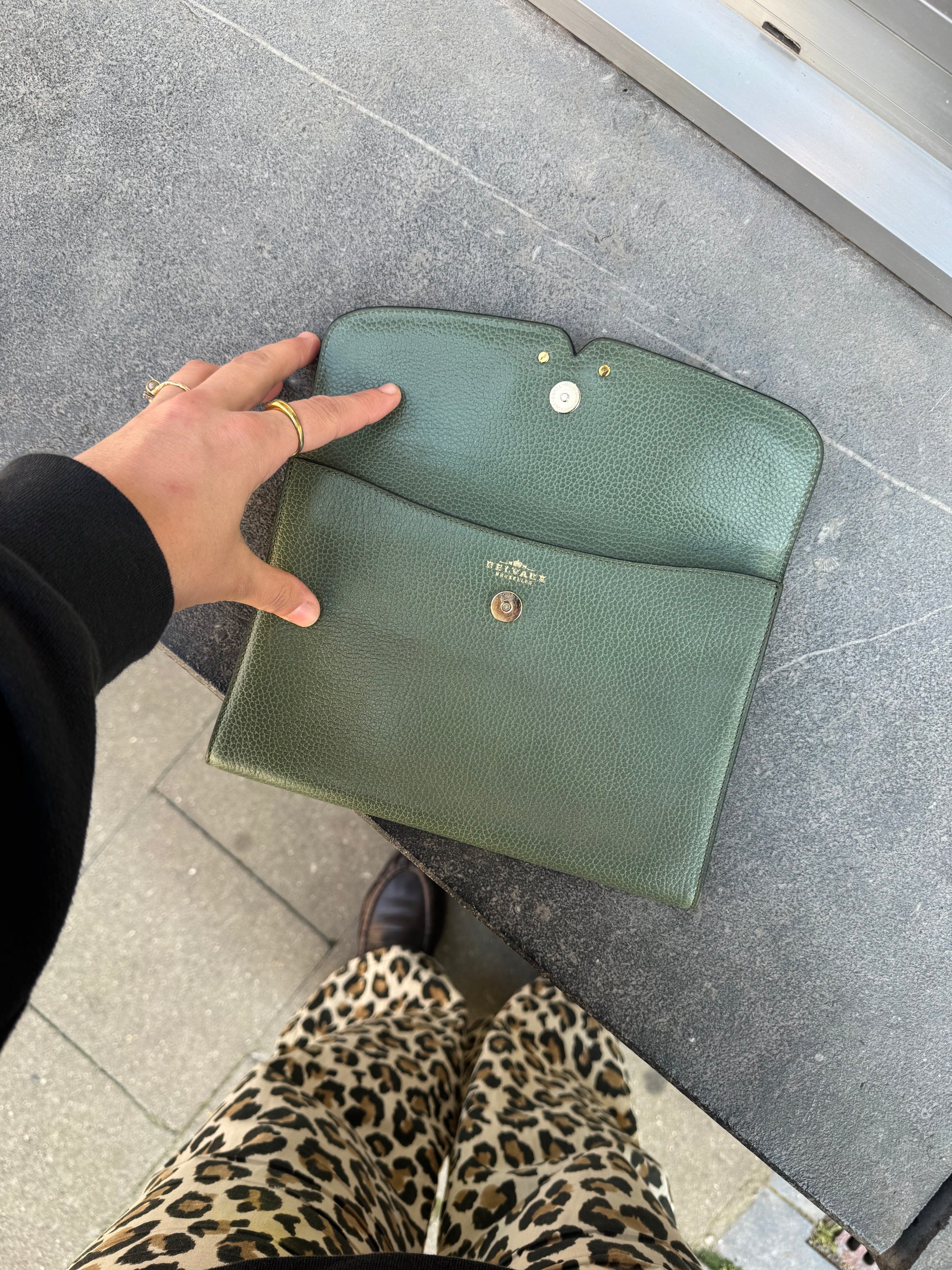 Delvaux Green Clutch