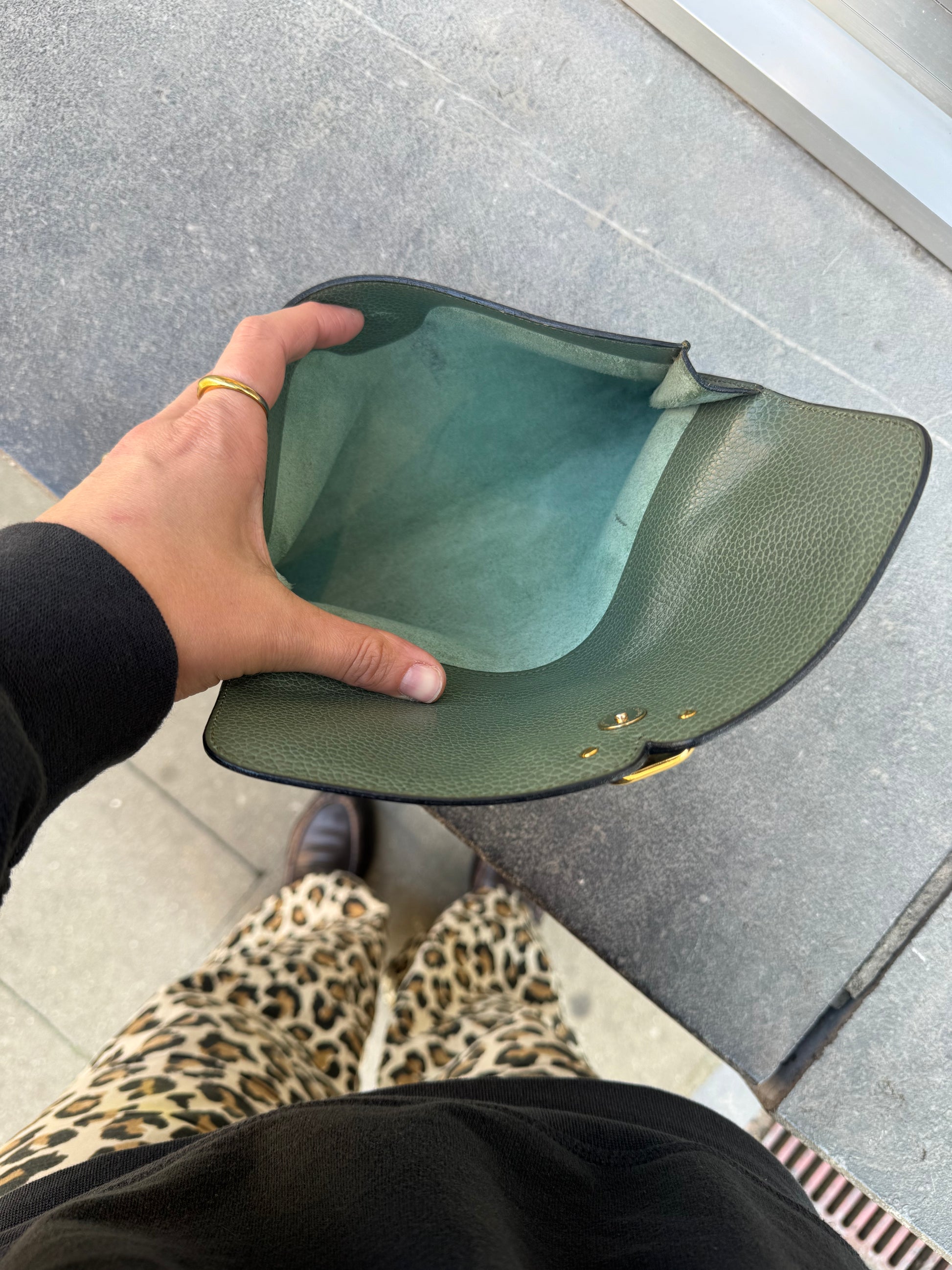Delvaux Green Clutch