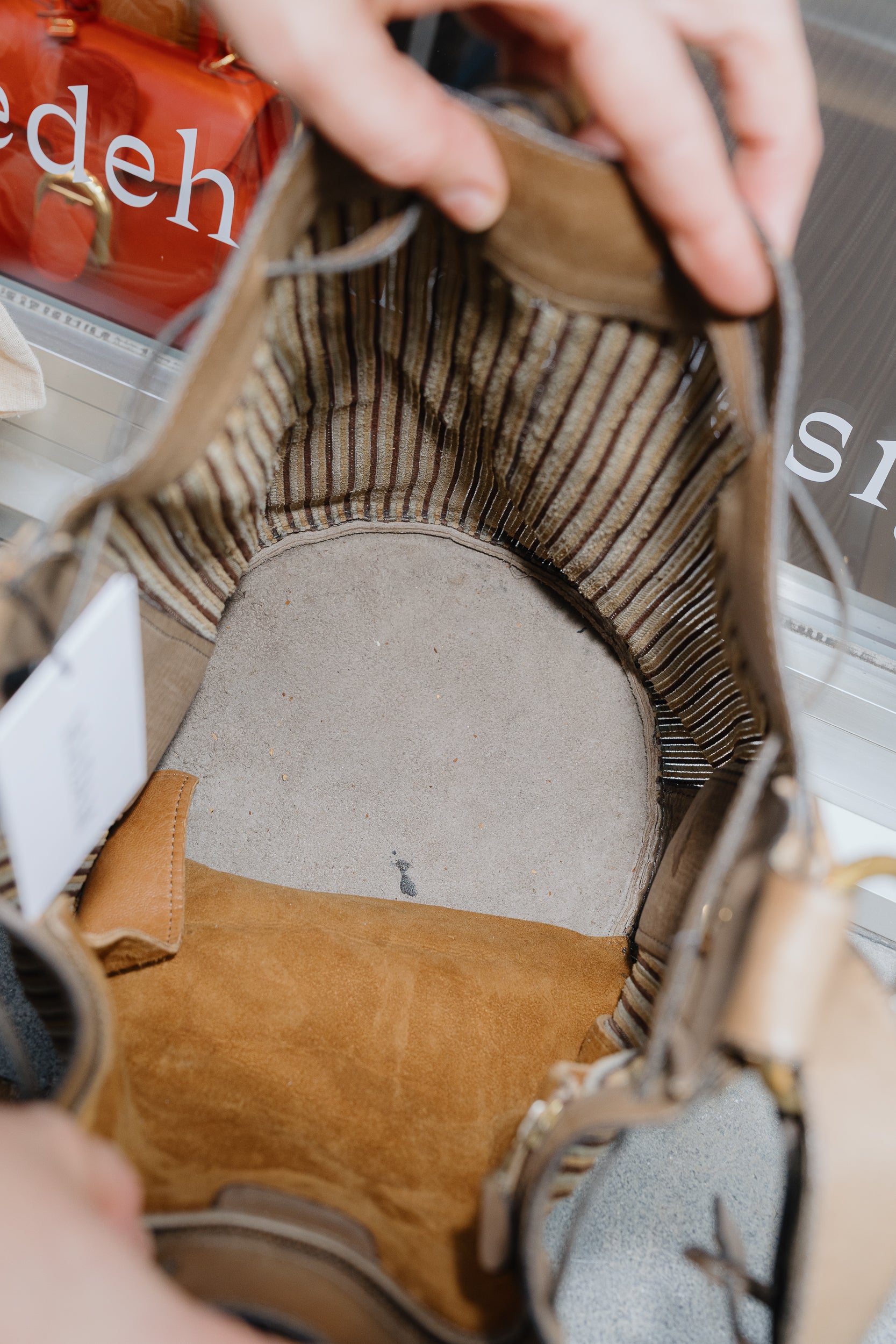 Delvaux Light Brown Gibus Toile de Cuir Bucket Bag