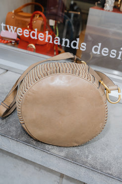 Delvaux Light Brown Gibus Toile de Cuir Bucket Bag