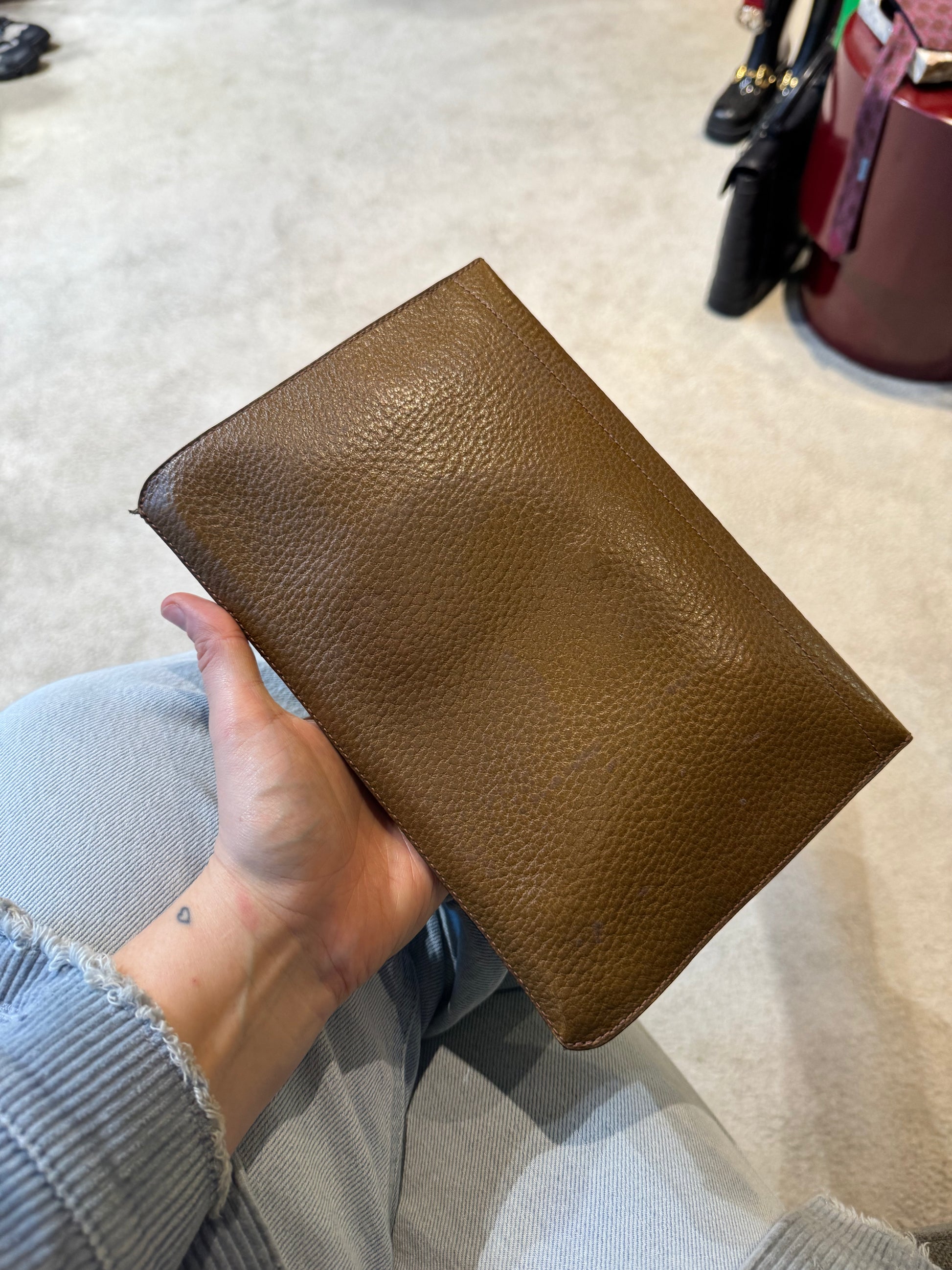 Delvaux Pochette Toile De Cuir