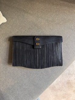 Delvaux Pochette in Black Toile de Cuir