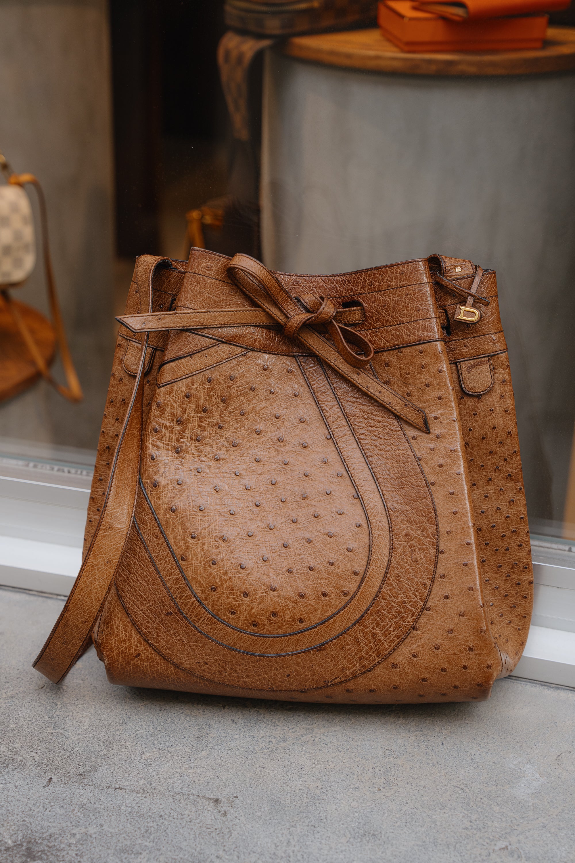 Delvaux Tabac Ostrich Desert Bag