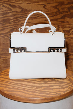 Delvaux Tempête MM Frame in Crispy Calf White