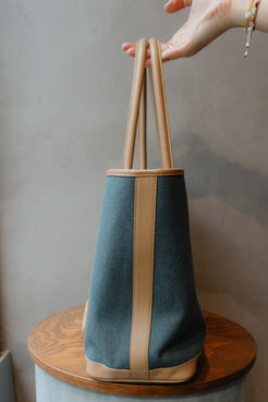 Delvaux Toile D & Leather Cabas Shoppe