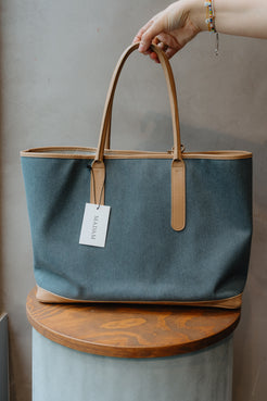 Delvaux Toile D & Leather Cabas Shoppe