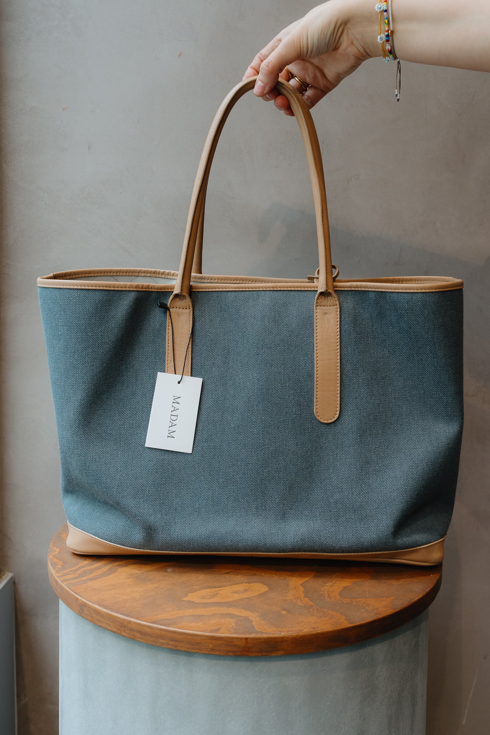 Delvaux Toile D & Leather Cabas Shoppe