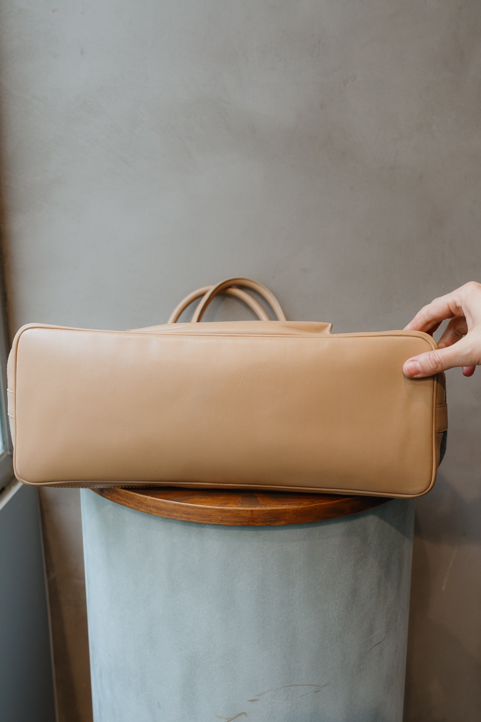 Delvaux Toile D & Leather Cabas Shoppe