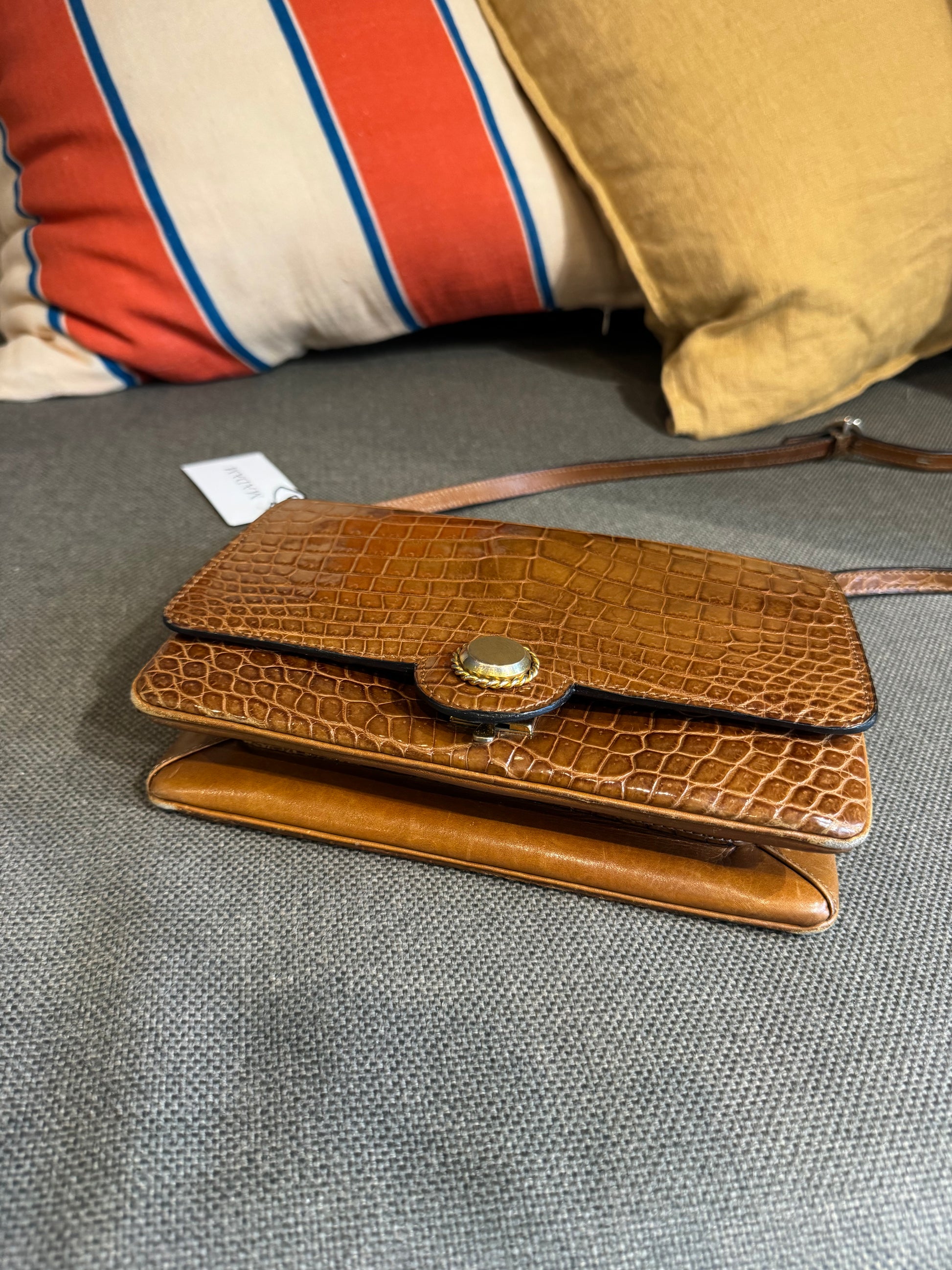 Delvaux Vintage Croco Shoulder Bag