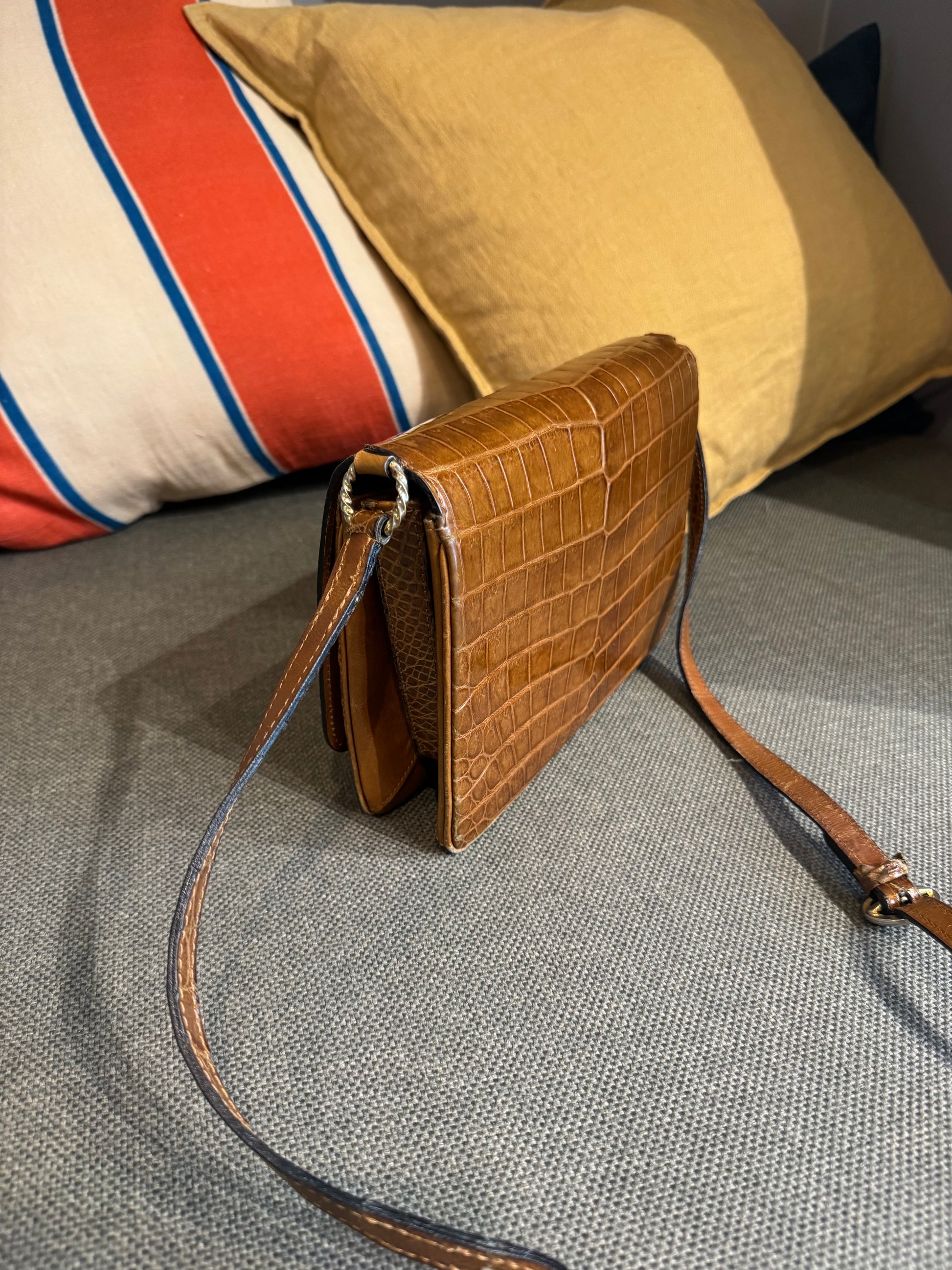 Delvaux Vintage Croco Shoulder Bag