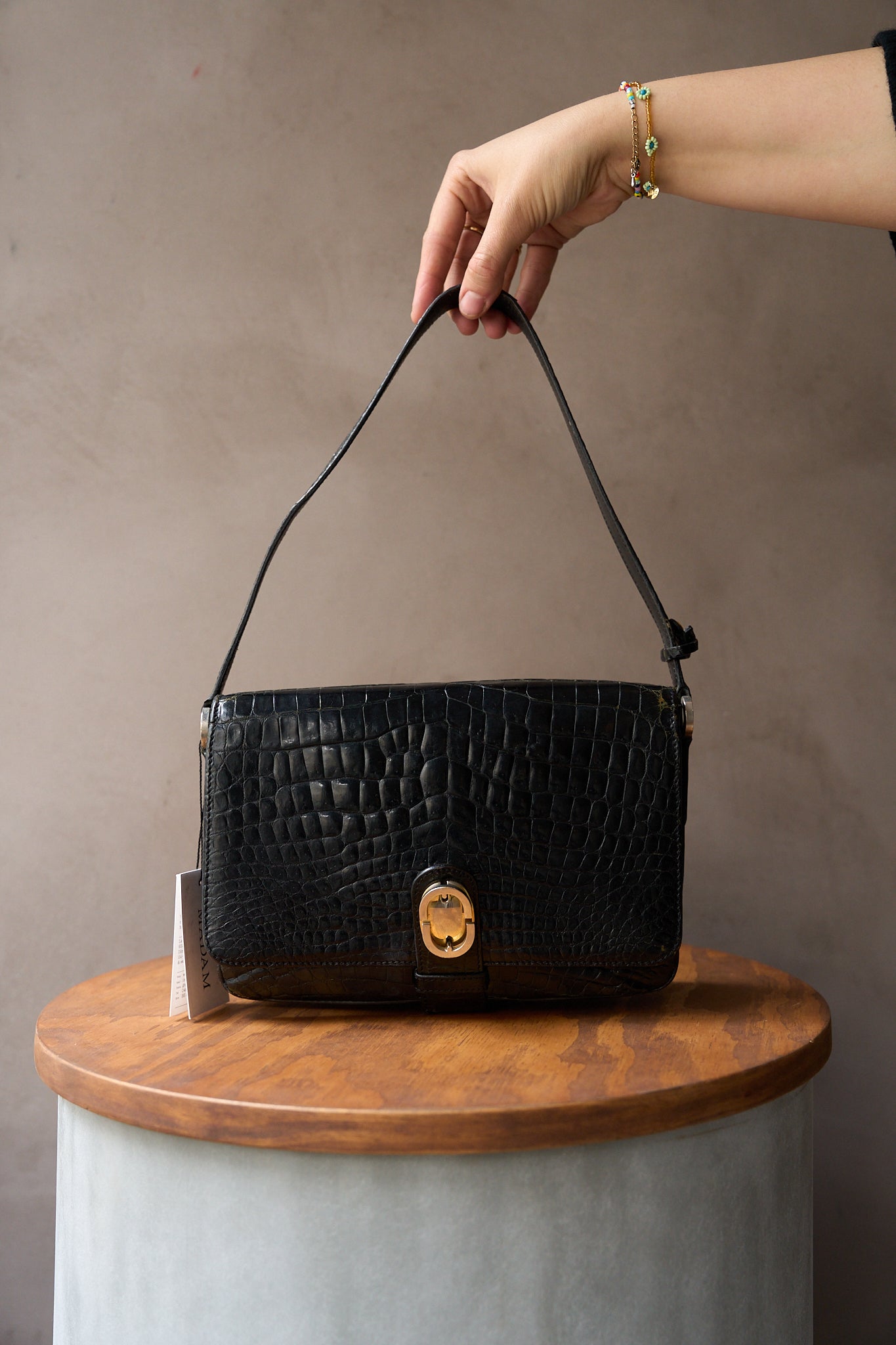 Delvaux Vintage Croco top handle bag