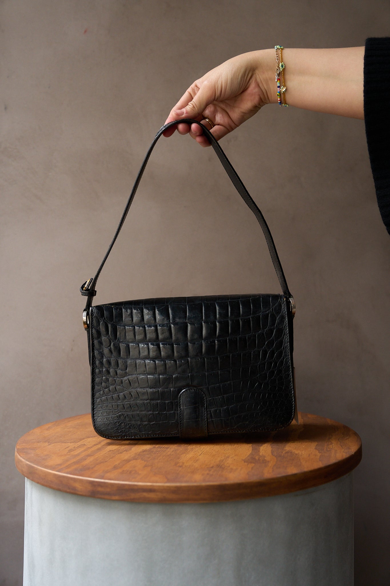 Delvaux Vintage Croco top handle bag