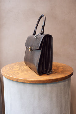 Delvaux Vintage Lizard Leather Top Handle Bag