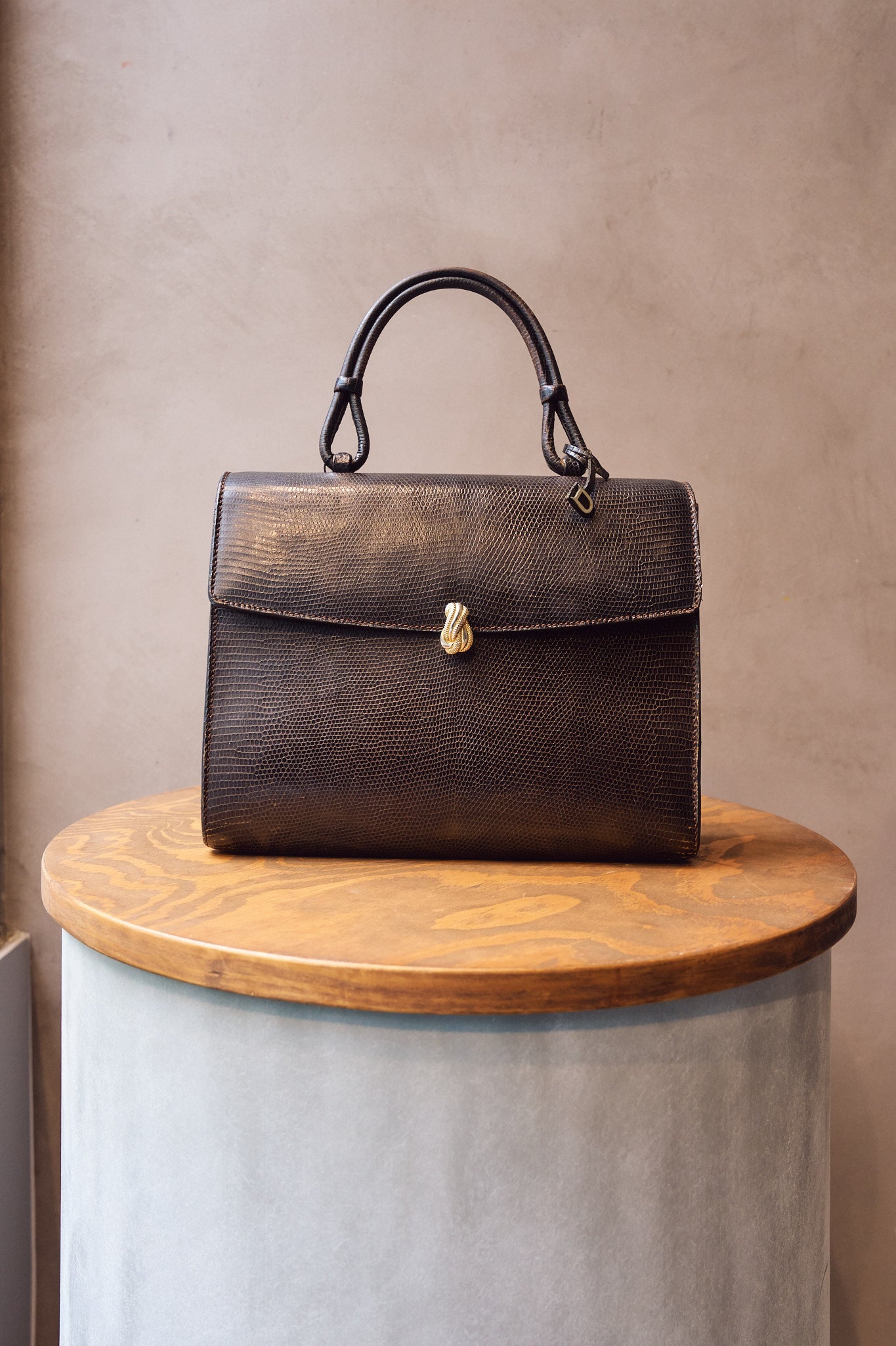 Delvaux Vintage Lizard Leather Top Handle Bag