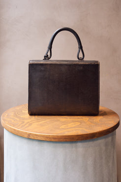Delvaux Vintage Lizard Leather Top Handle Bag