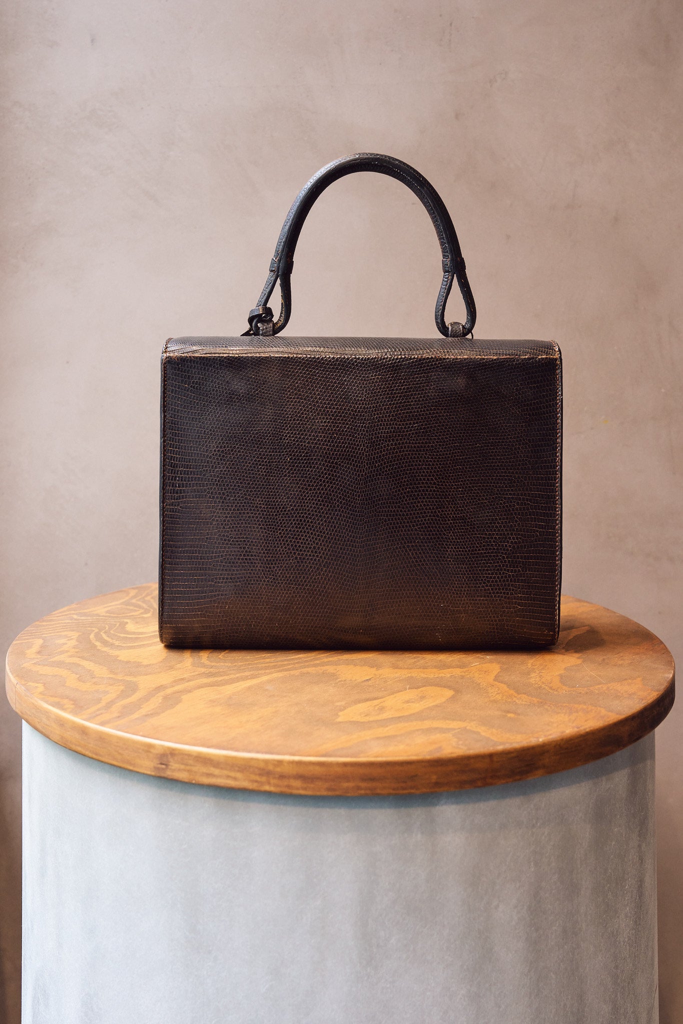 Delvaux Vintage Lizard Leather Top Handle Bag