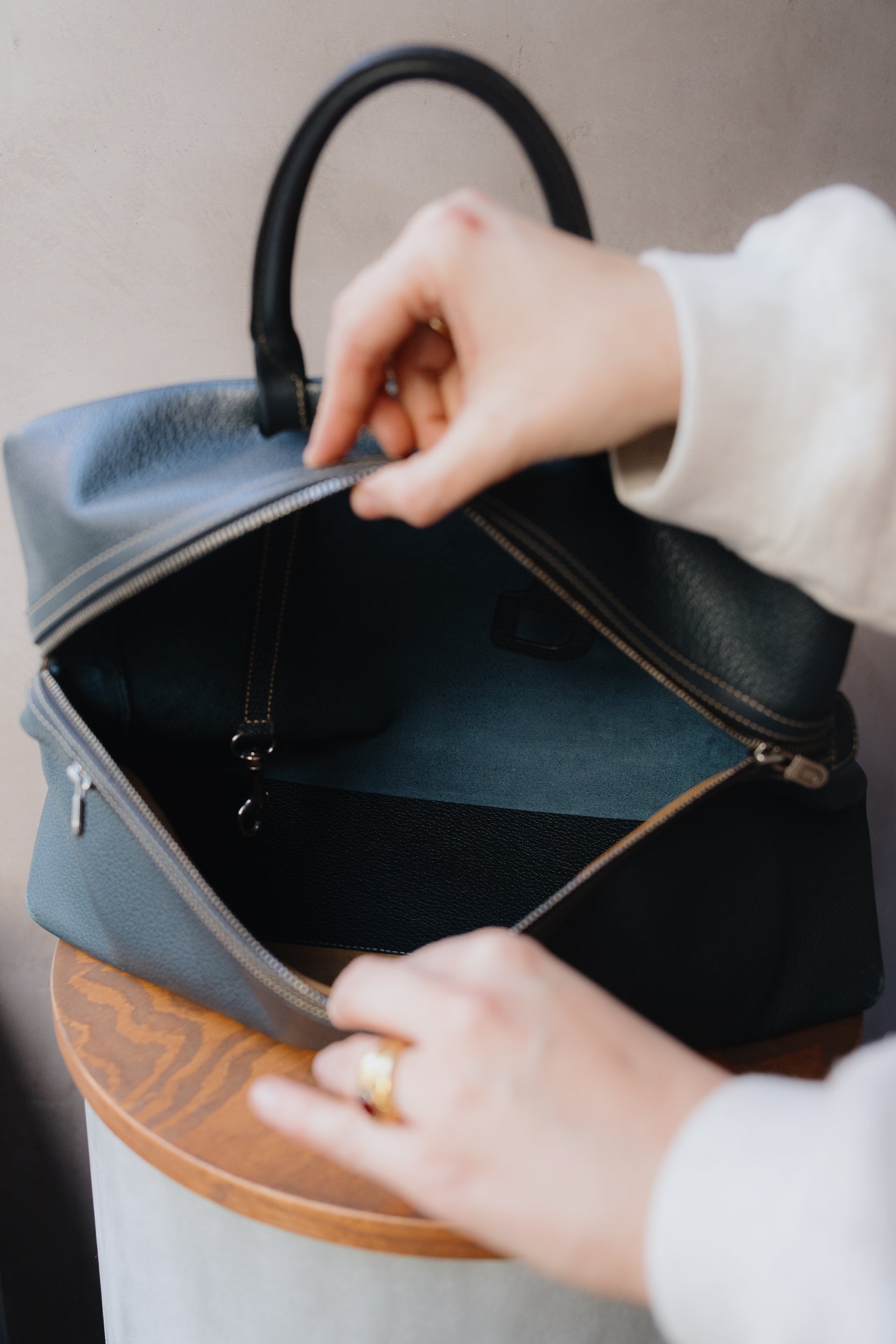 Deux de Delvaux Blue Tote Bag