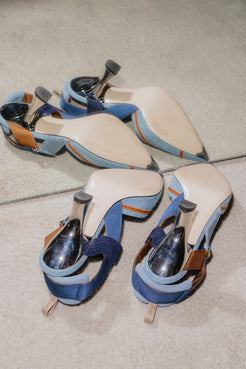 Fendi Colibrì Blue Denim High-Heeled Slingbacks