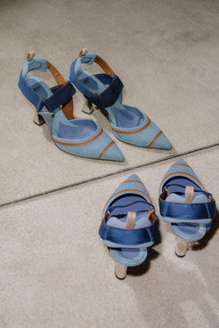 Fendi Colibrì Blue Denim High-Heeled Slingbacks