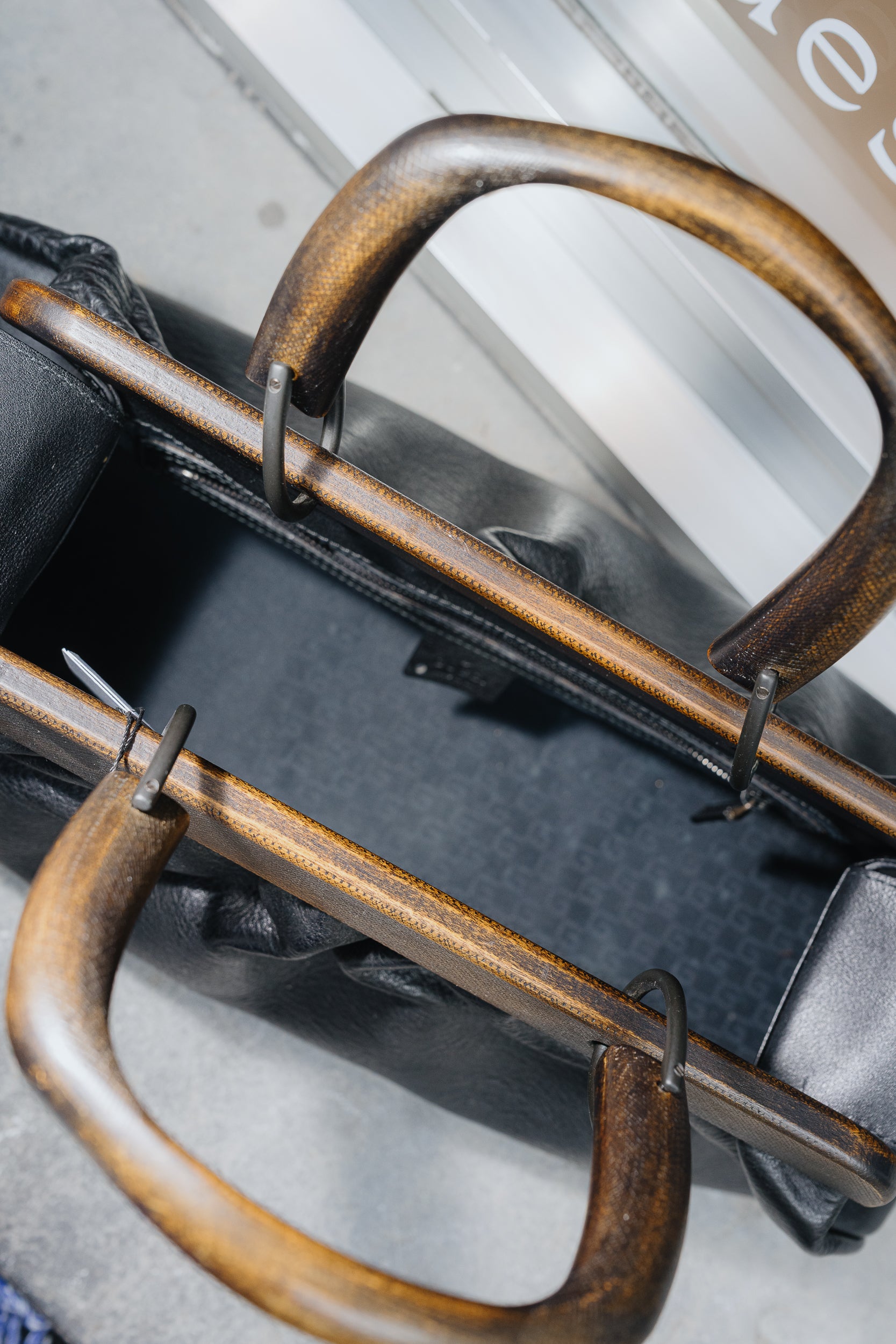 Gucci Black Buffalo Wood Handle Doctor Bag