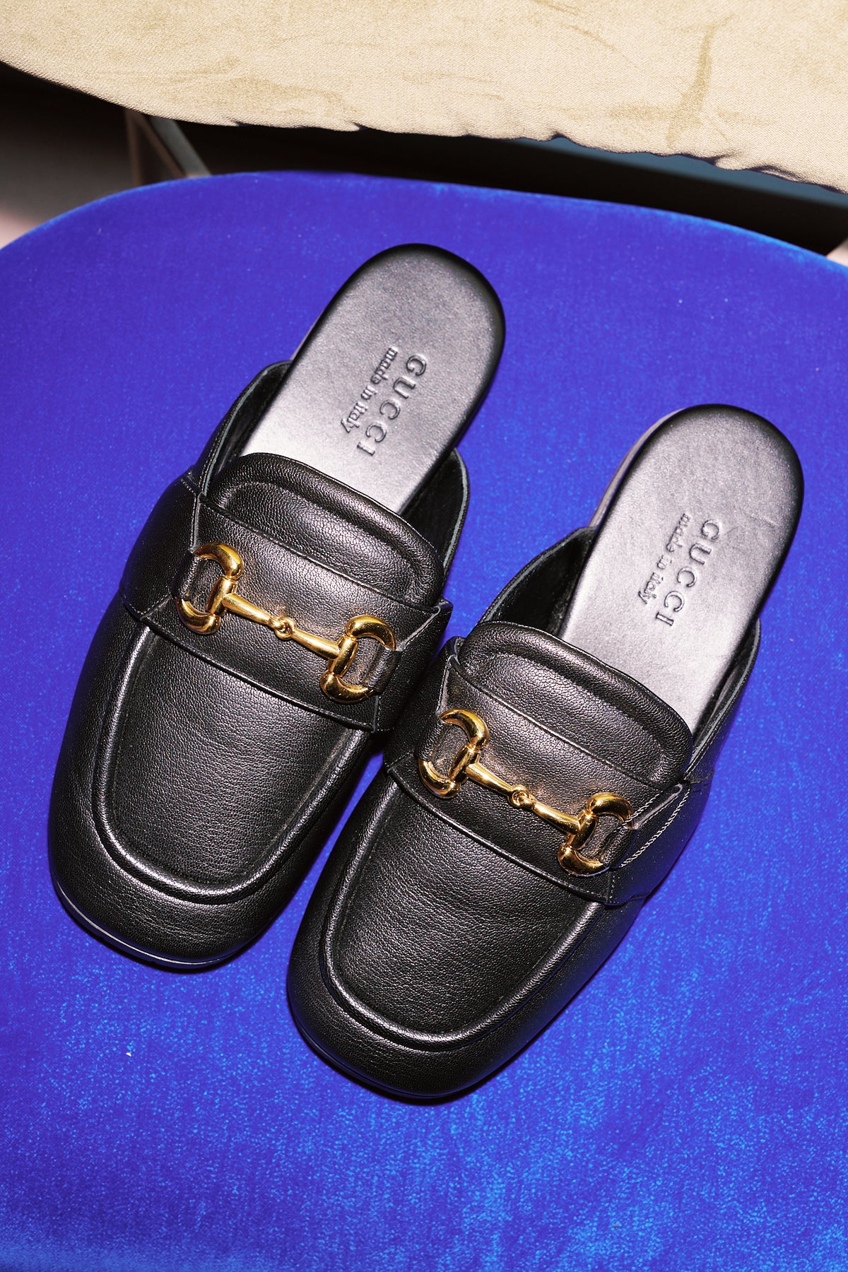 Gucci Black Leather Slippers
